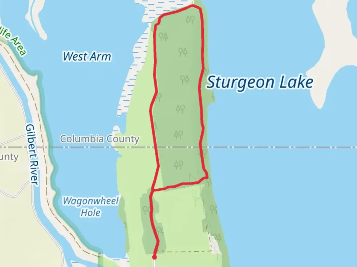 An image depicting the trail Northwest Oak Island Road - Willow Lake Loop and its surrounding area.