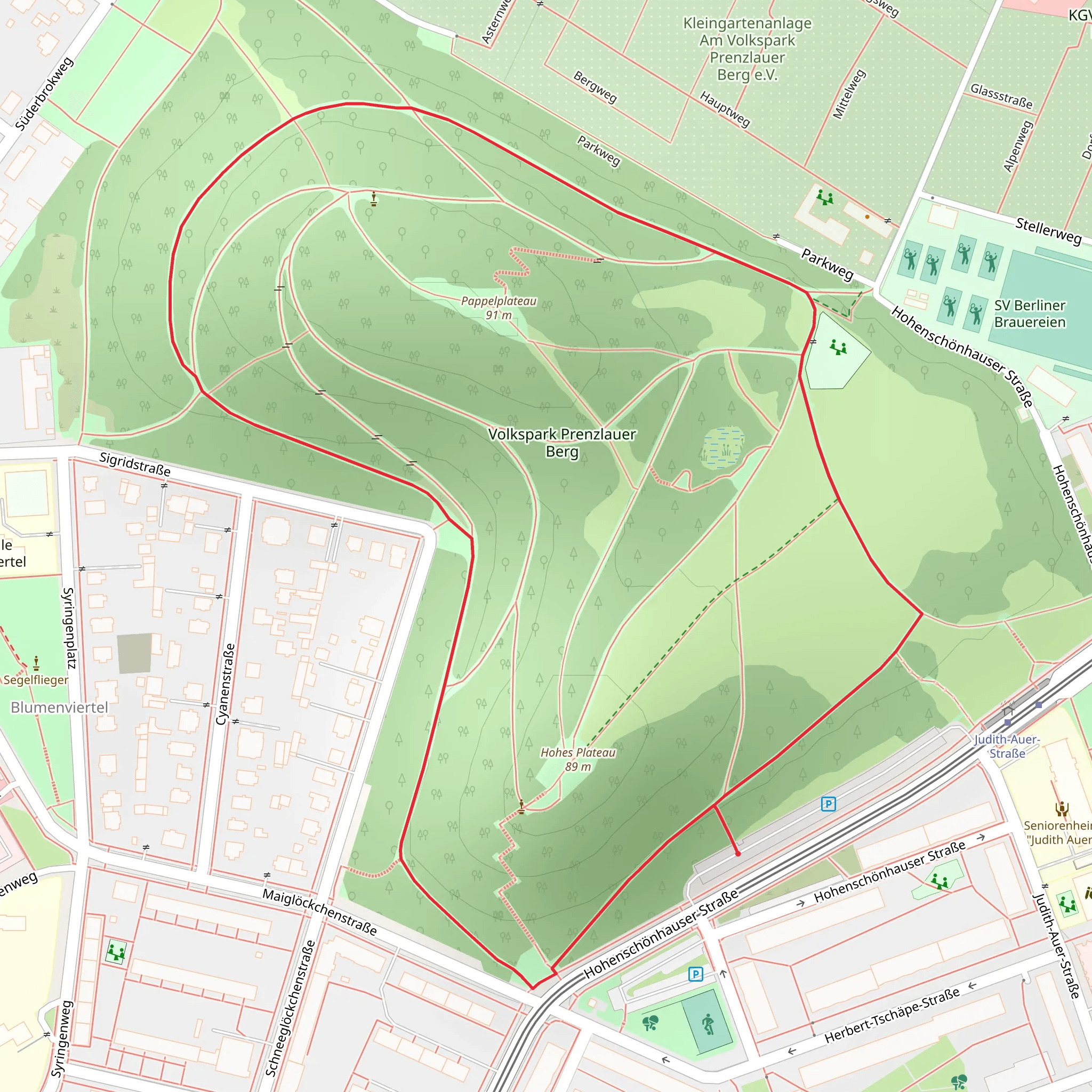 Volkspark Prenzlauer Berg Loop mobile static map