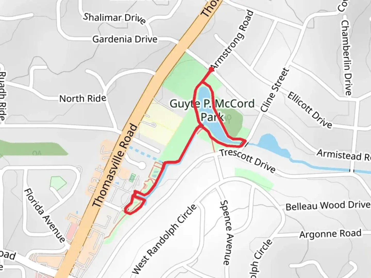 An image depicting the trail Guyte P McCord Park and Turtle Creek Trail and its surrounding area.