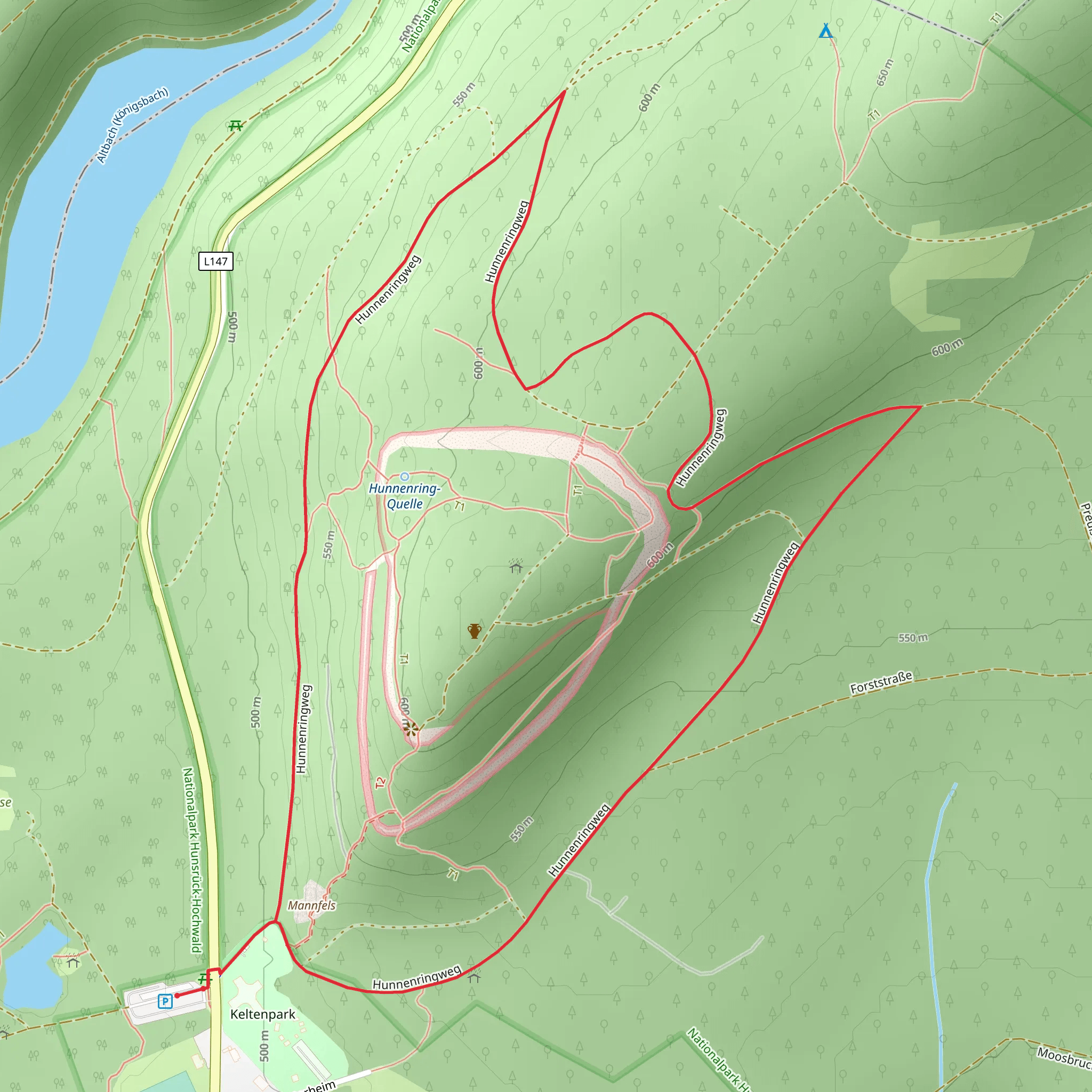 Hunnenringweg Loop from Kloppbrucher-Weiher mobile static map