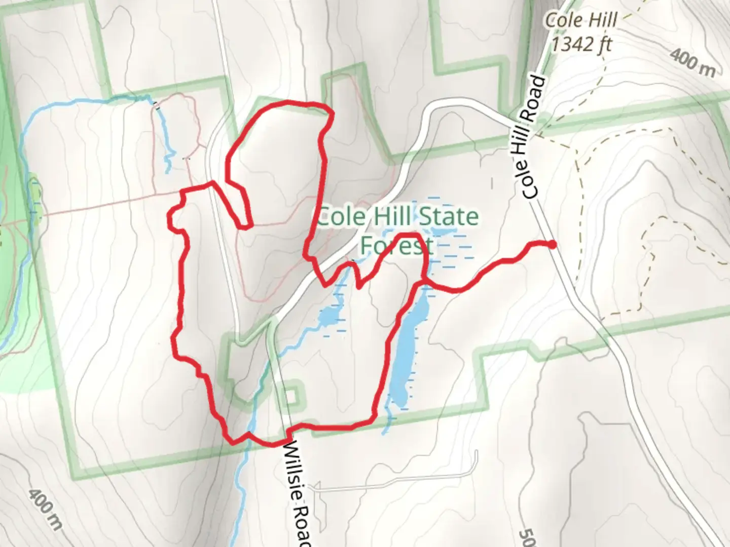 An image depicting the trail Ski Trail - 4 and Long Path Loop and its surrounding area.
