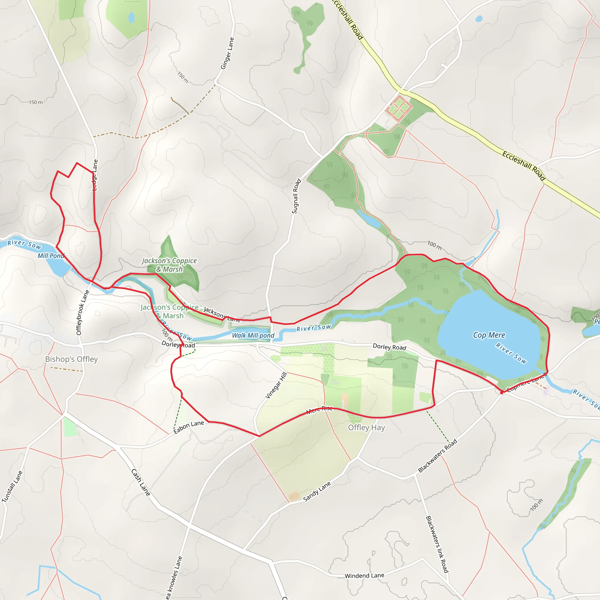 Cop Mere and Offley Rock Loop mobile static map
