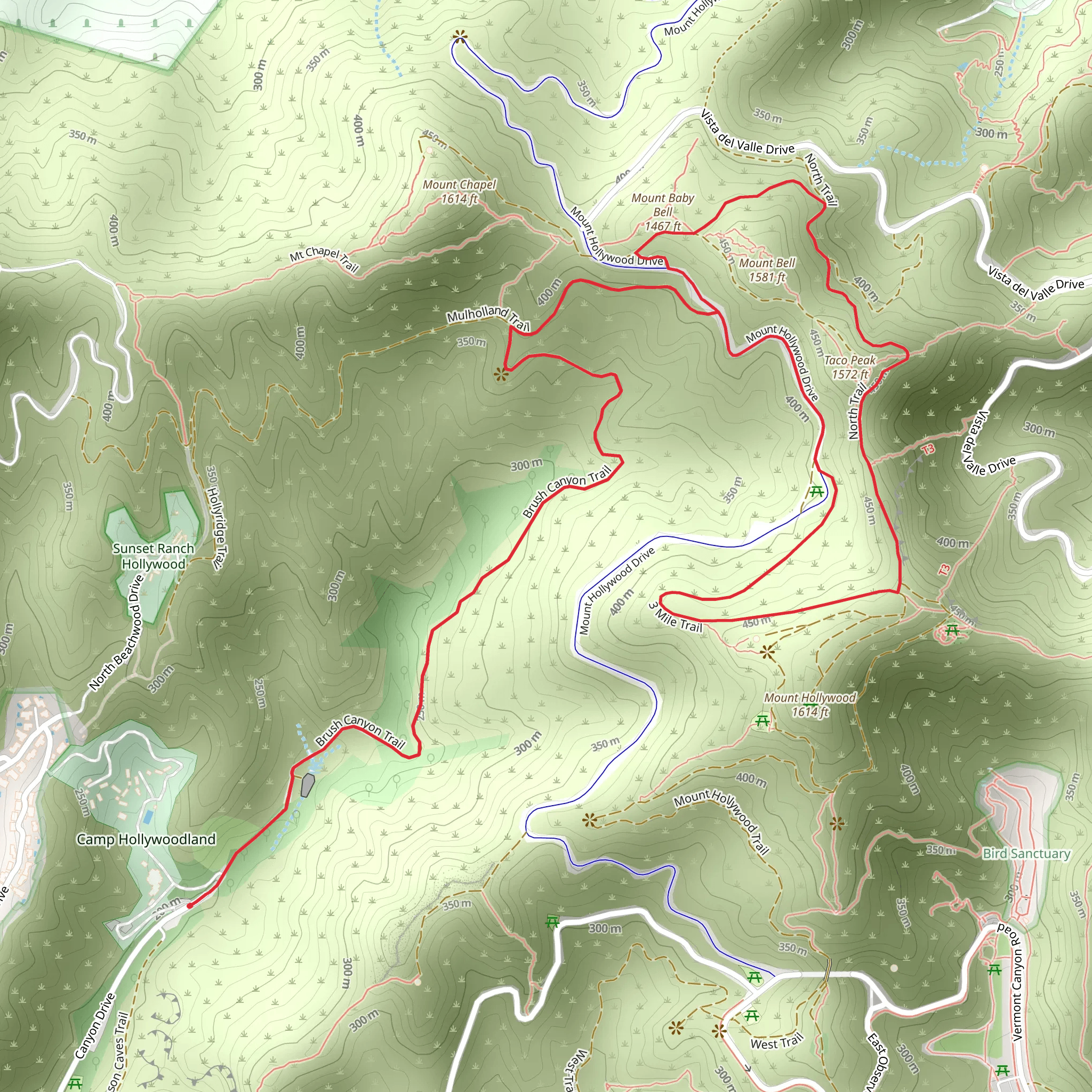 Brush Canyon, 3 Mile and North Loop Trail mobile static map