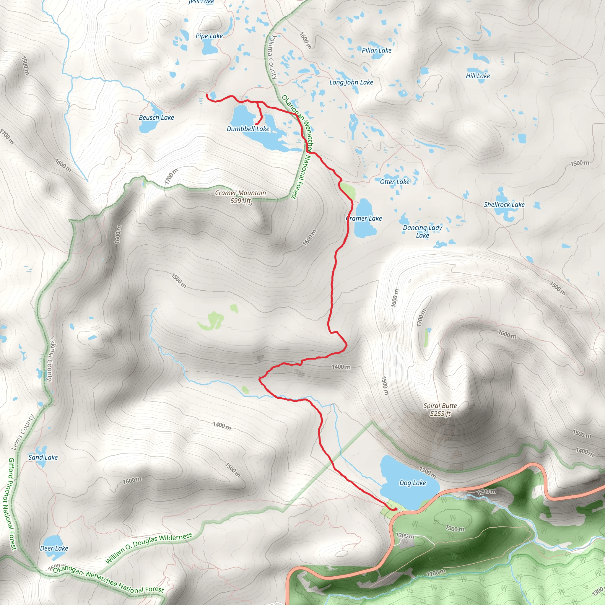 Dumbell Lake via Cramer Lake Trail mobile static map