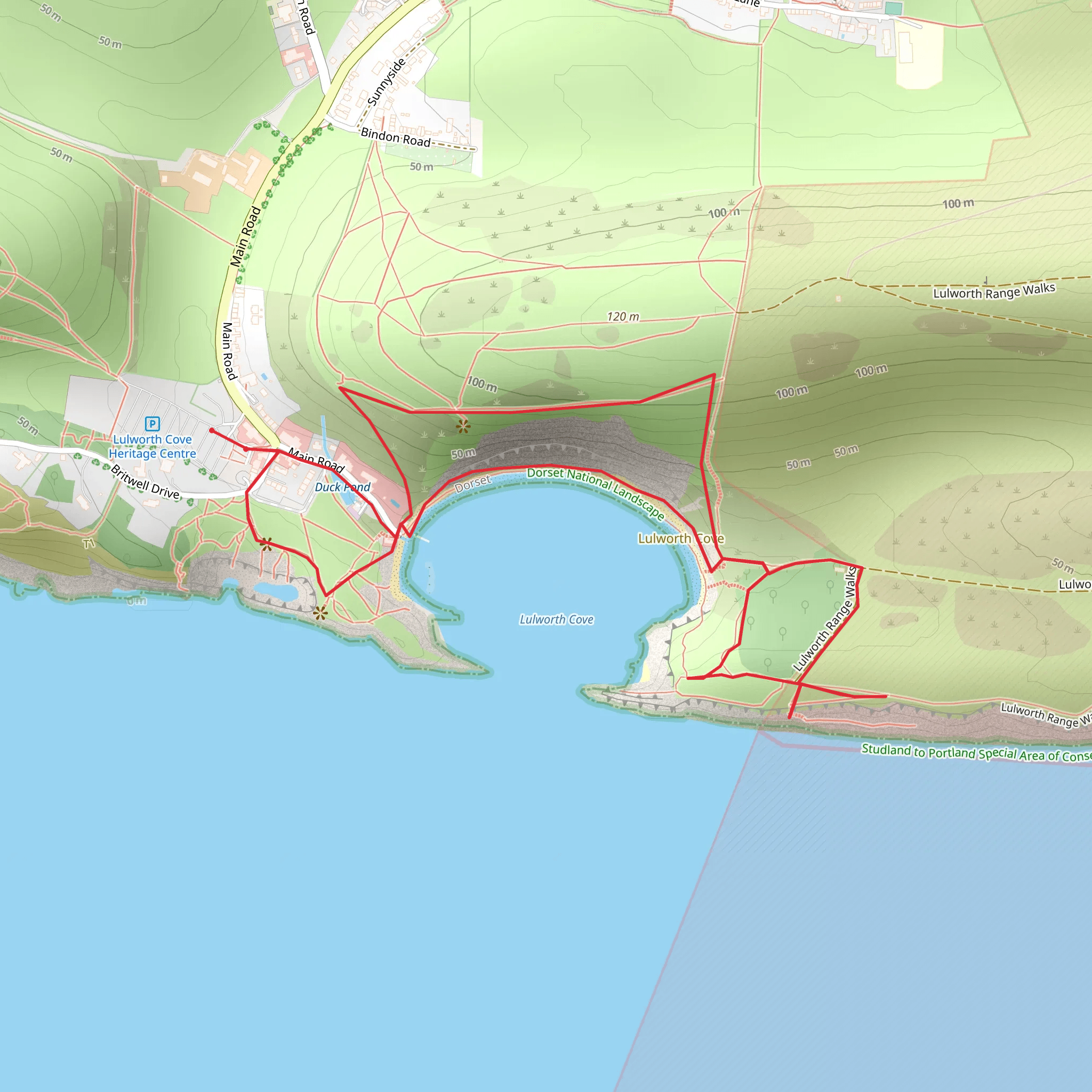 Lulworth Cove and The Fossil Forest Walk mobile static map