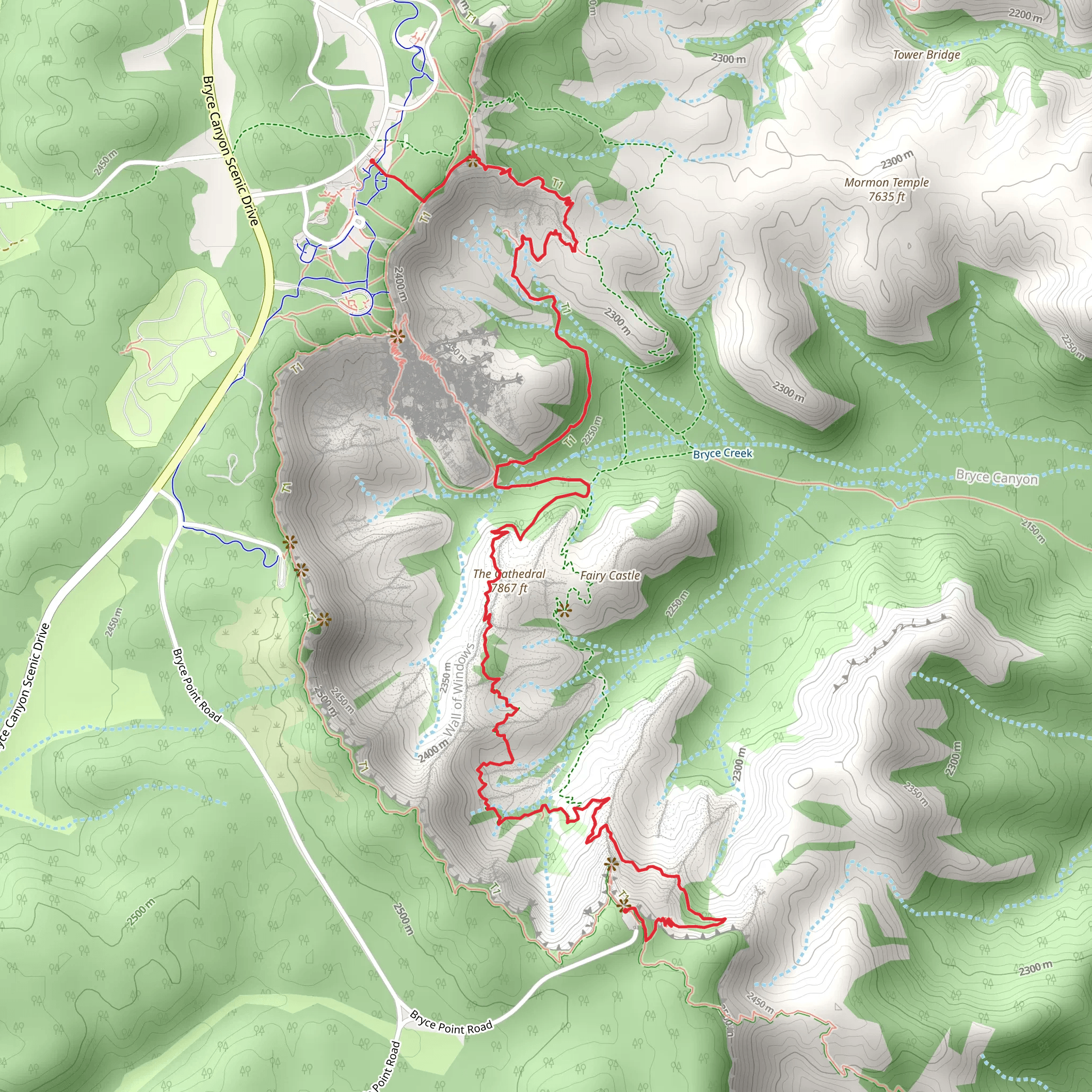 Bryce Amphitheater Traverse Trail mobile static map