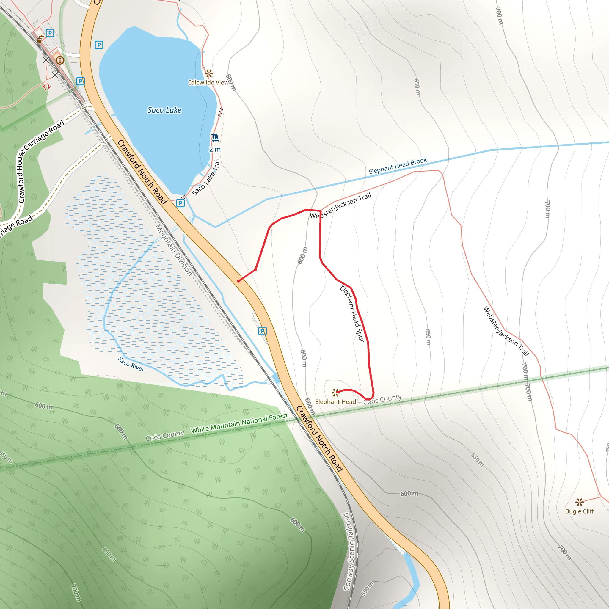 Elephant Head Spur Trail mobile static map