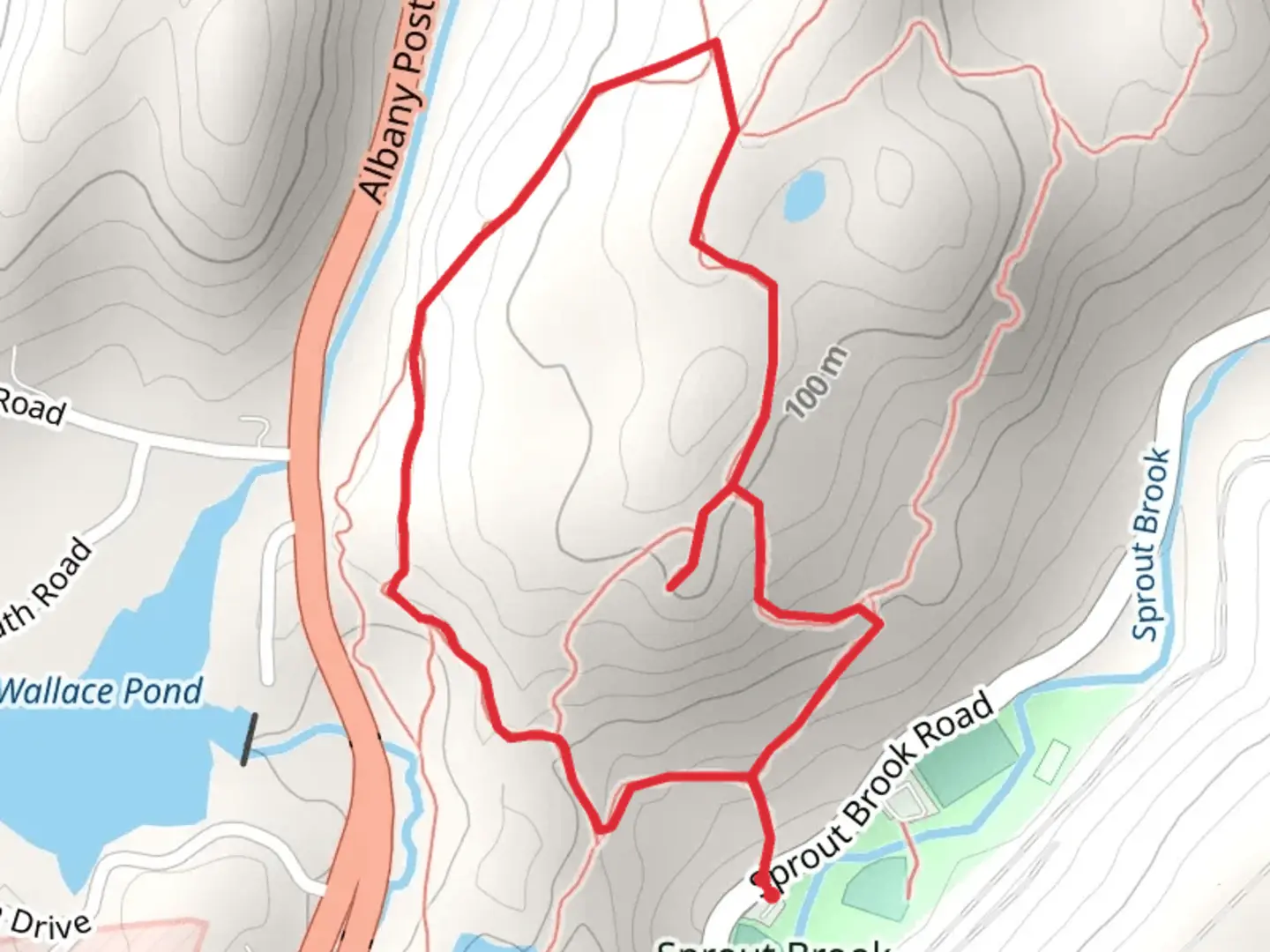 An image depicting the trail Hudson Highlands from Sprout Road and its surrounding area.