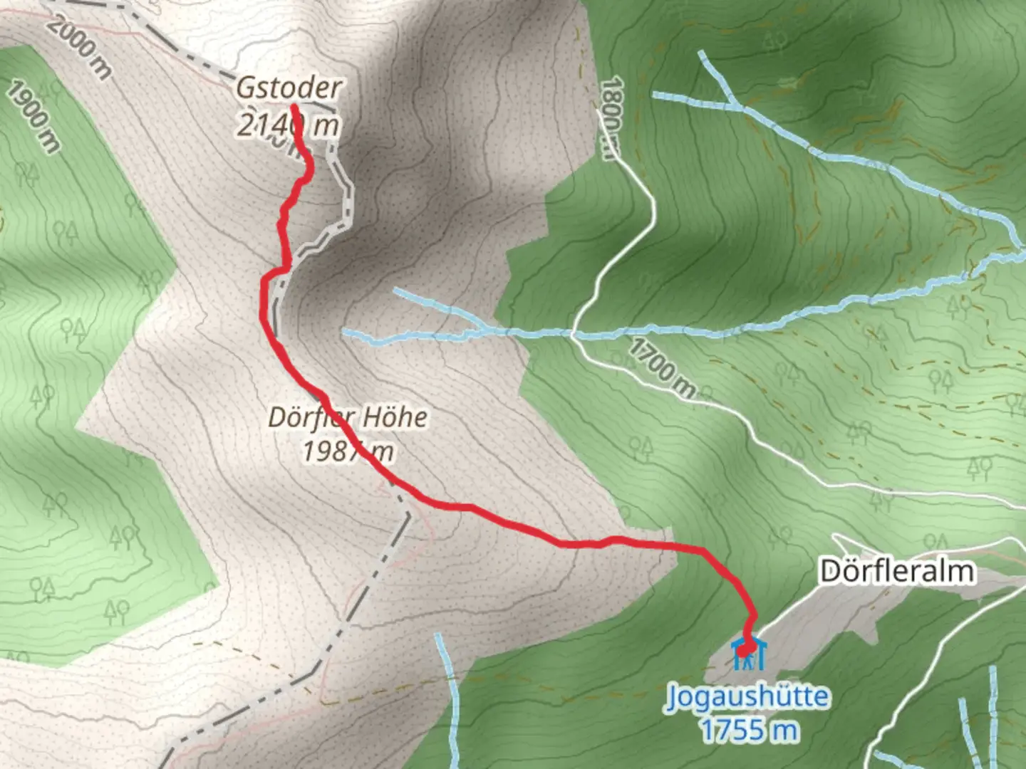 An image depicting the trail Gstoder Peak and its surrounding area.