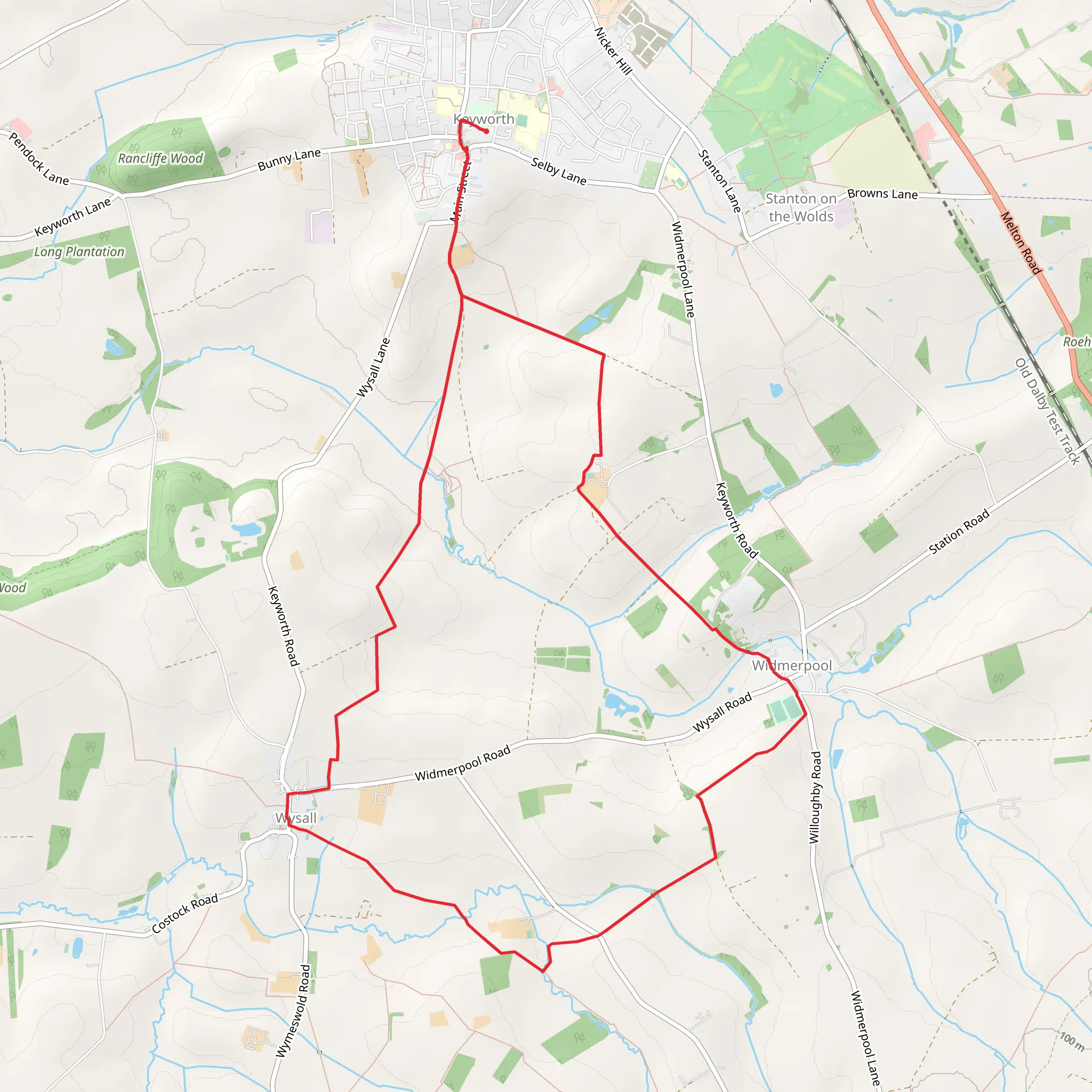 Keyworth to Widmerpool and Wysall Loop mobile static map