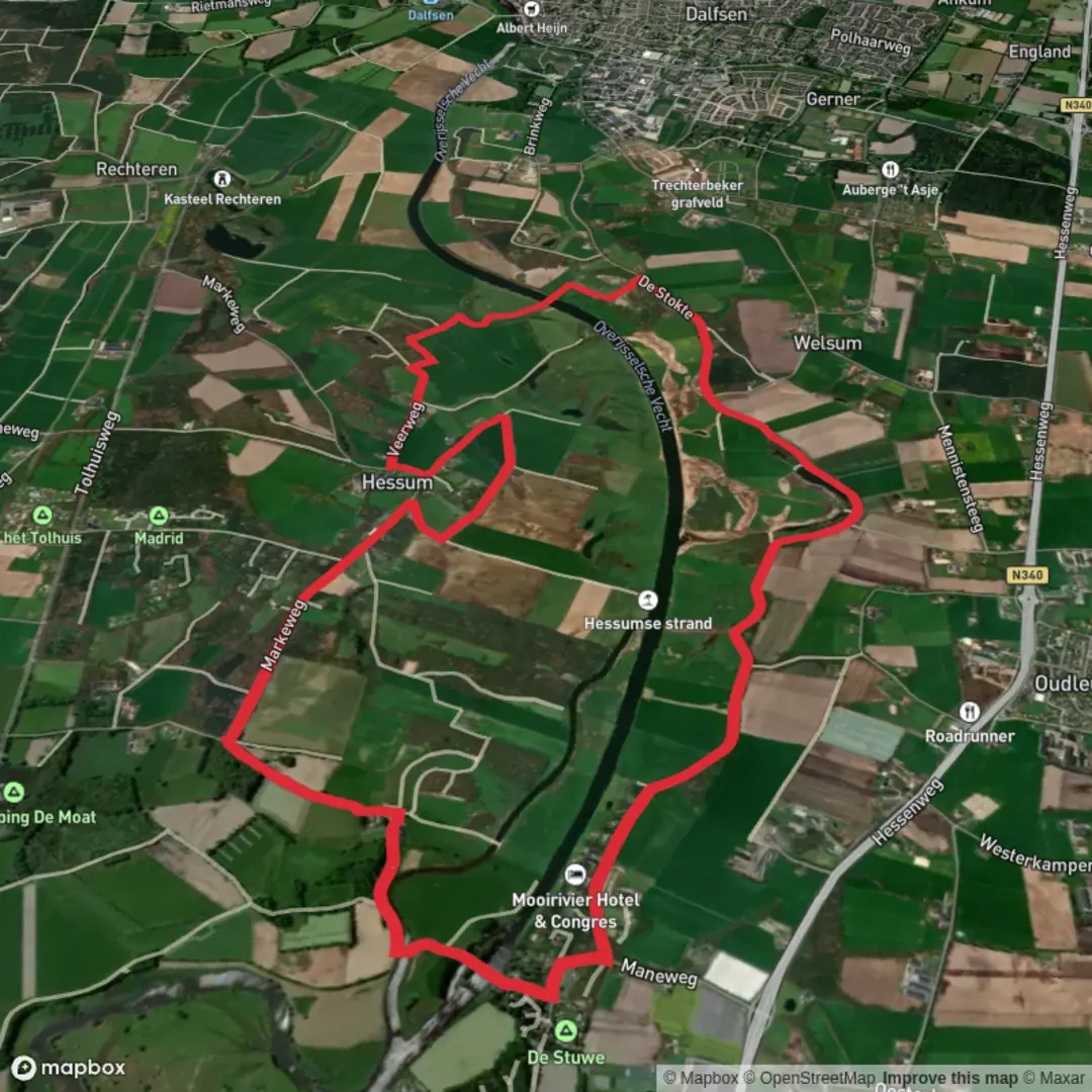 An image depicting the trail Vechtdalpad and Gradie Noordmanpad Loop and its surrounding area.