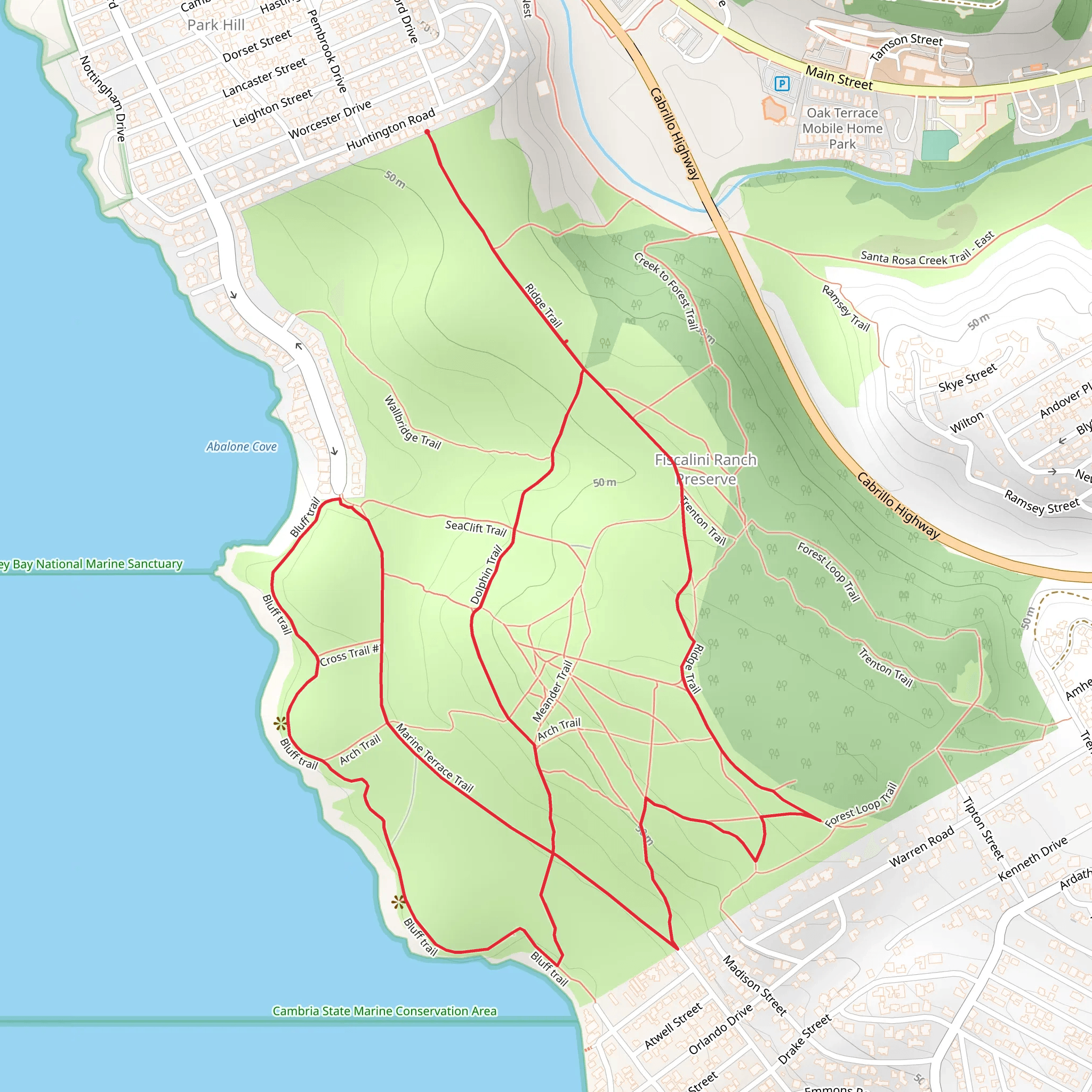 Victoria Way, Bluff and Dolphin Loop Trail mobile static map