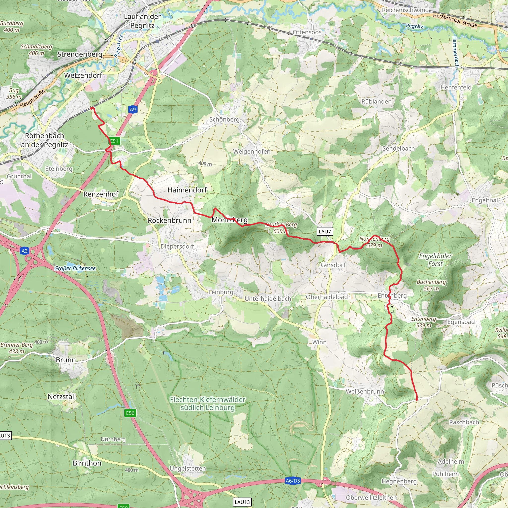 Weibenbrunn to Rothenbach Walk mobile static map