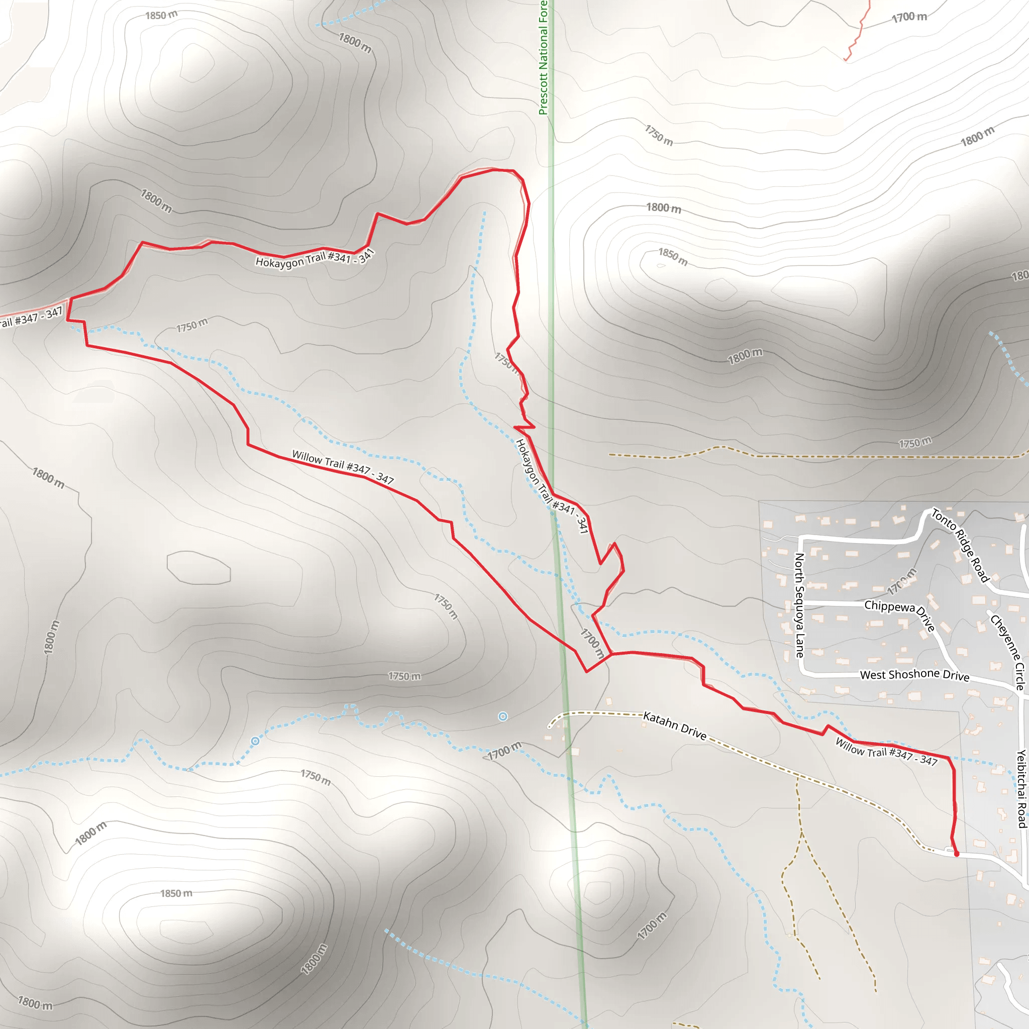 Hokaygon Trail via Willow Trail mobile static map