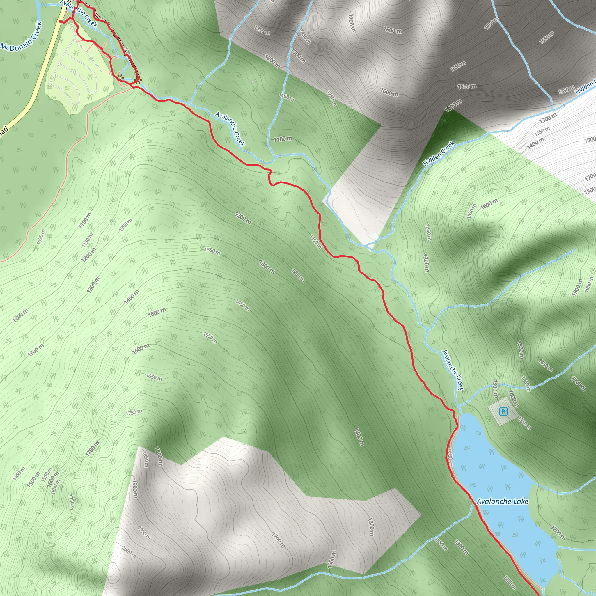 Avalanche Lake - Trail of the Cedars mobile static map