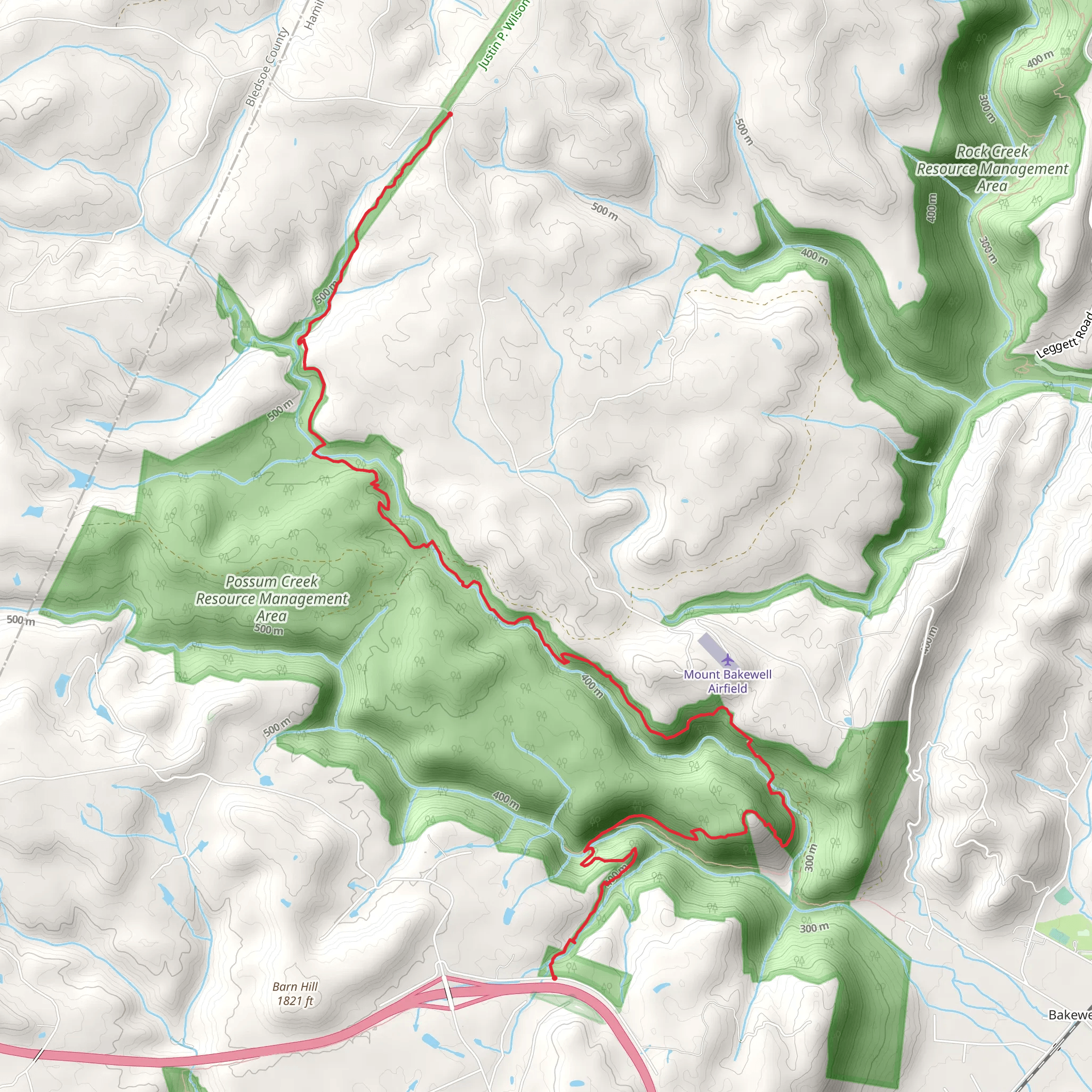 Cumberland Trail - Possum Creek Gorge Trail mobile static map