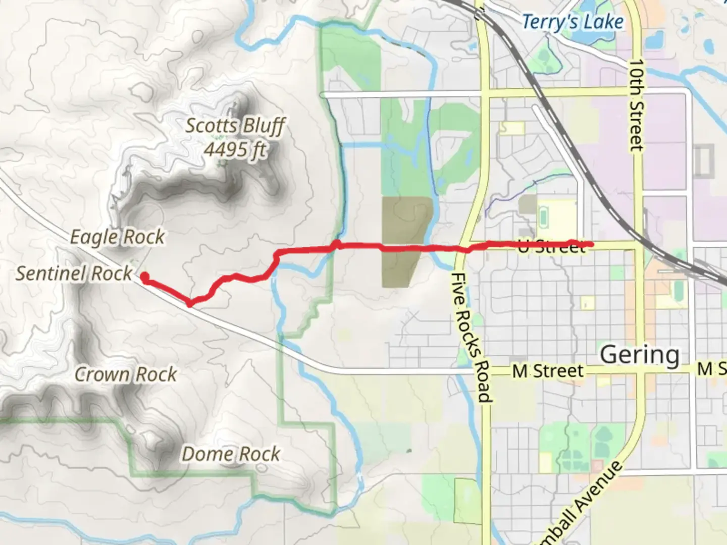 An image depicting the trail Scotts Bluff National Monument and its surrounding area.