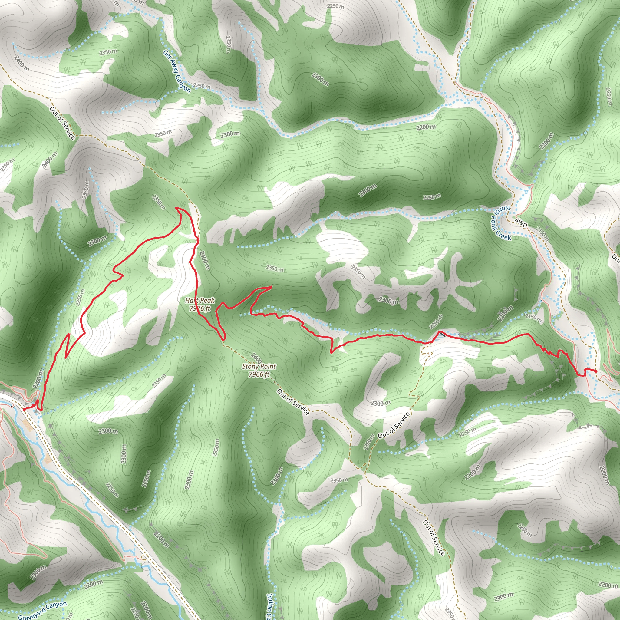 Hart Peak via Indian Writings Campsite Trail mobile static map