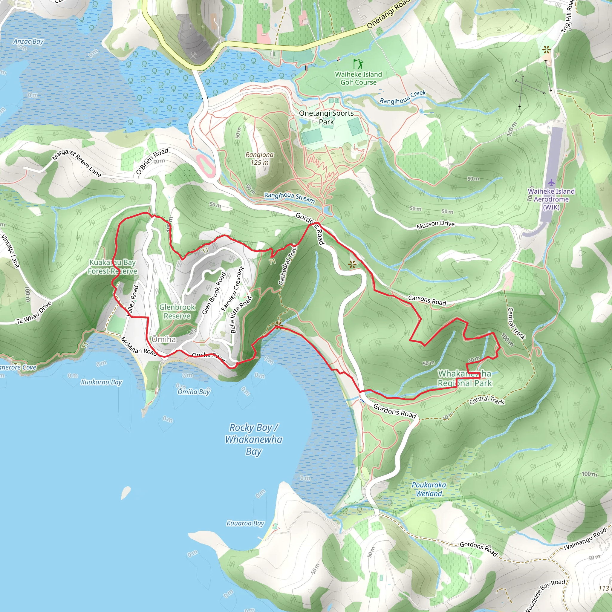 Rocky Bay and Whakanewha Loop mobile static map