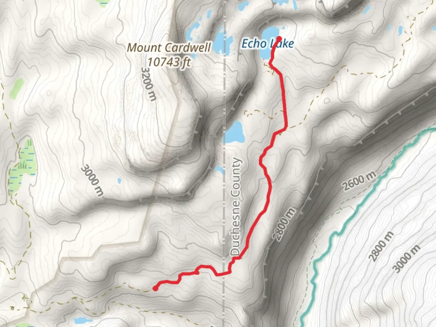 An image depicting the trail Echo Lake via Murdock Basin Road and its surrounding area.