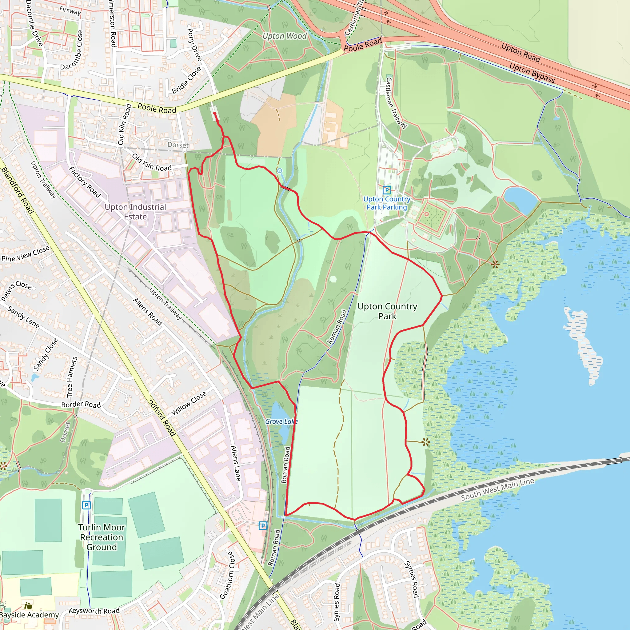 Upton Country Park Loop mobile static map
