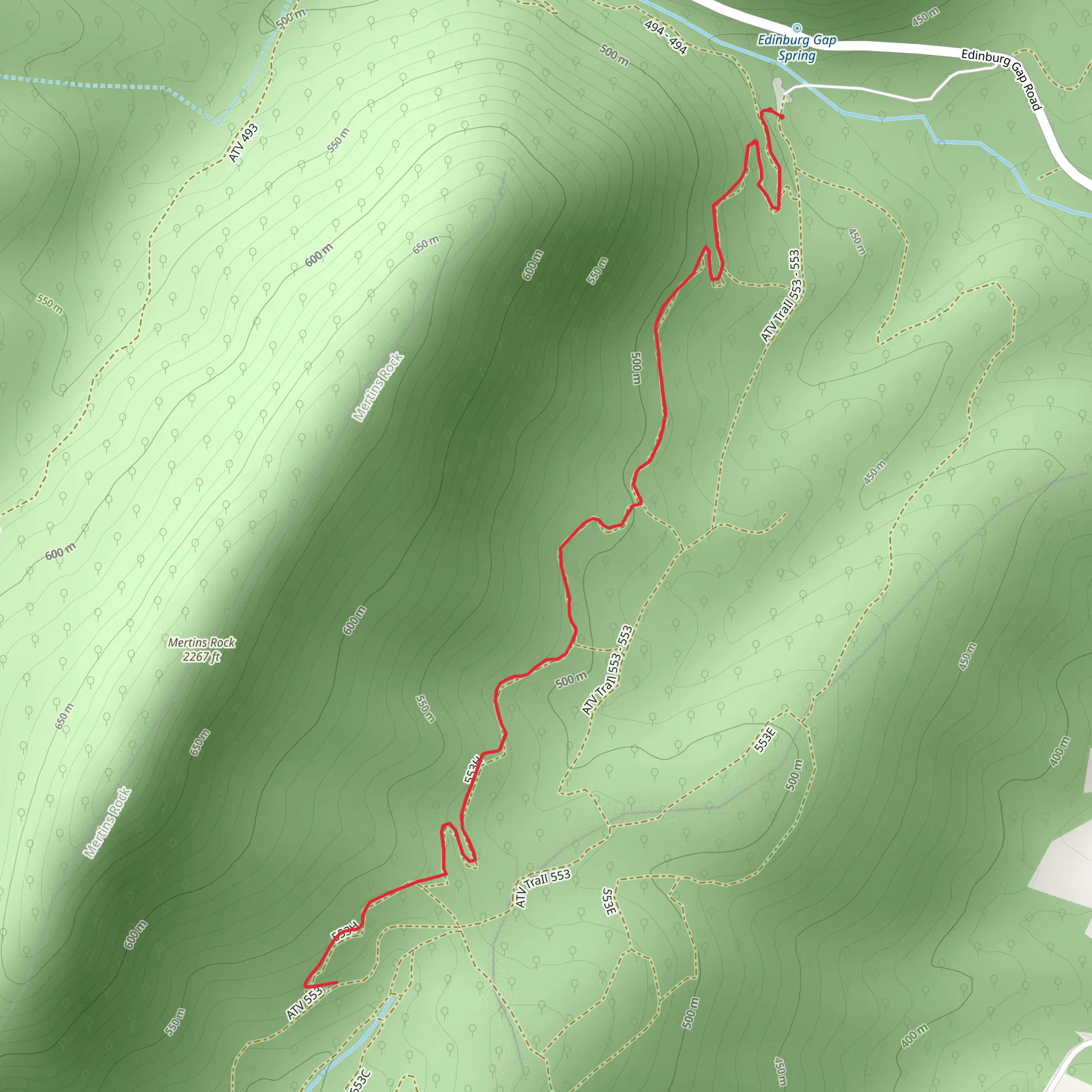 Mertins Rock Trail mobile static map