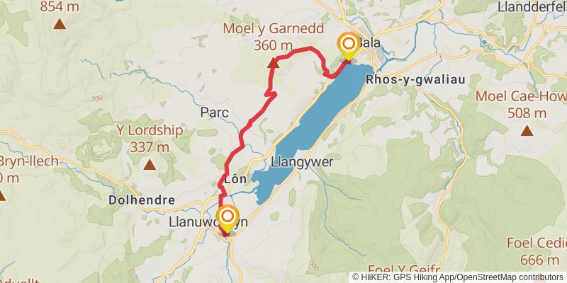 Llyn Tegid - Bala Lake Big Loop Walk stage 2 Map