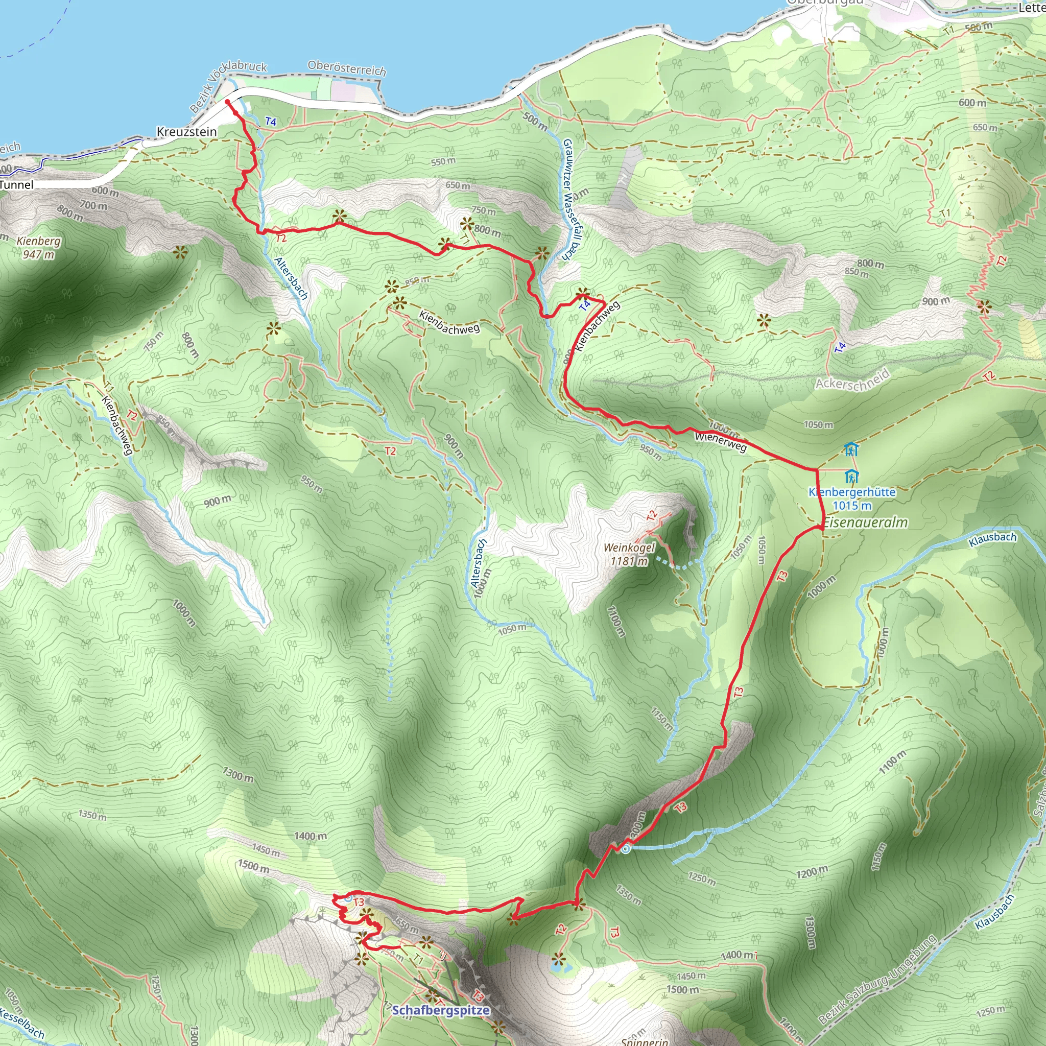 Kreuzstein - Eisenau Alp - Schafberg mobile static map