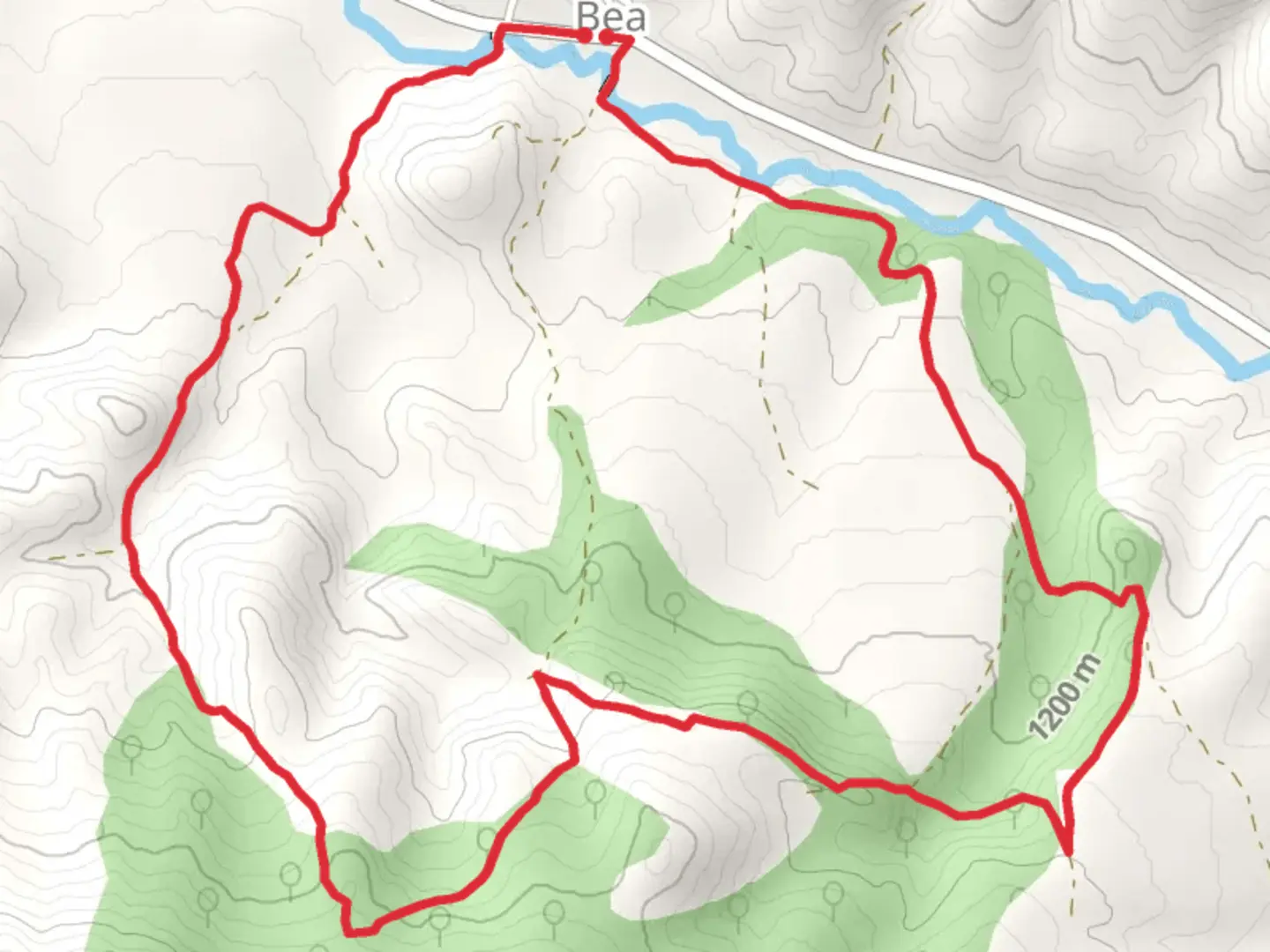 An image depicting the trail Bea Botanical Route PR TE 79 and its surrounding area.