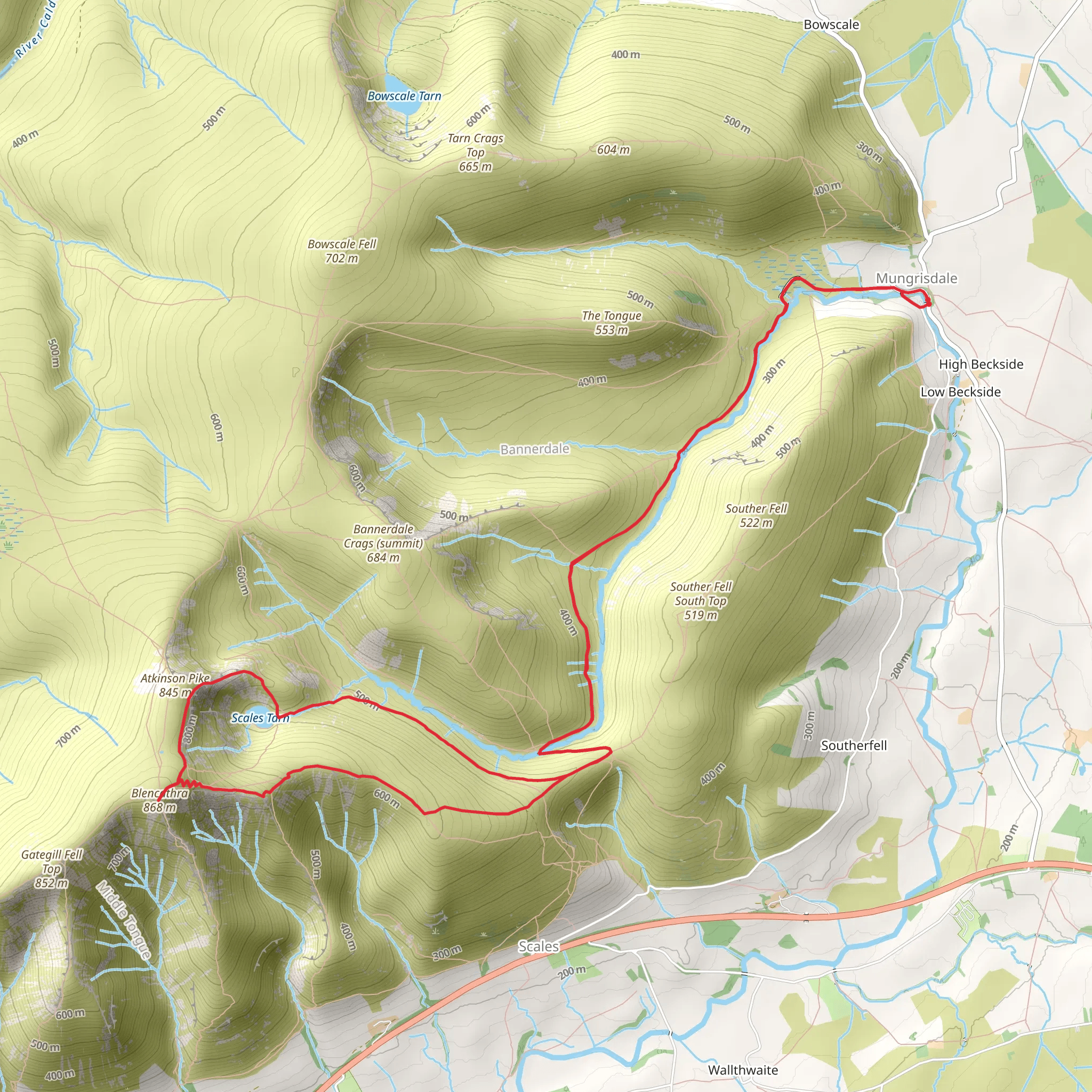 Scales Tarn and Blencathra Loop - Mungrisdale mobile static map
