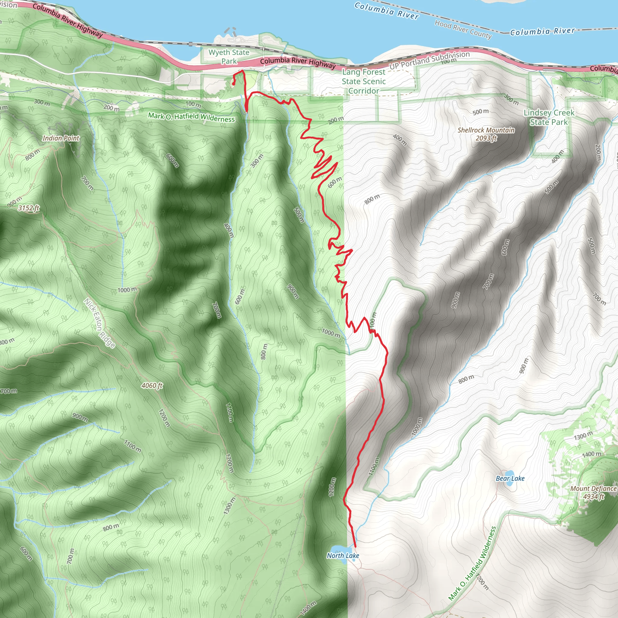 North Lake via Wyeth Trail - 411 mobile static map
