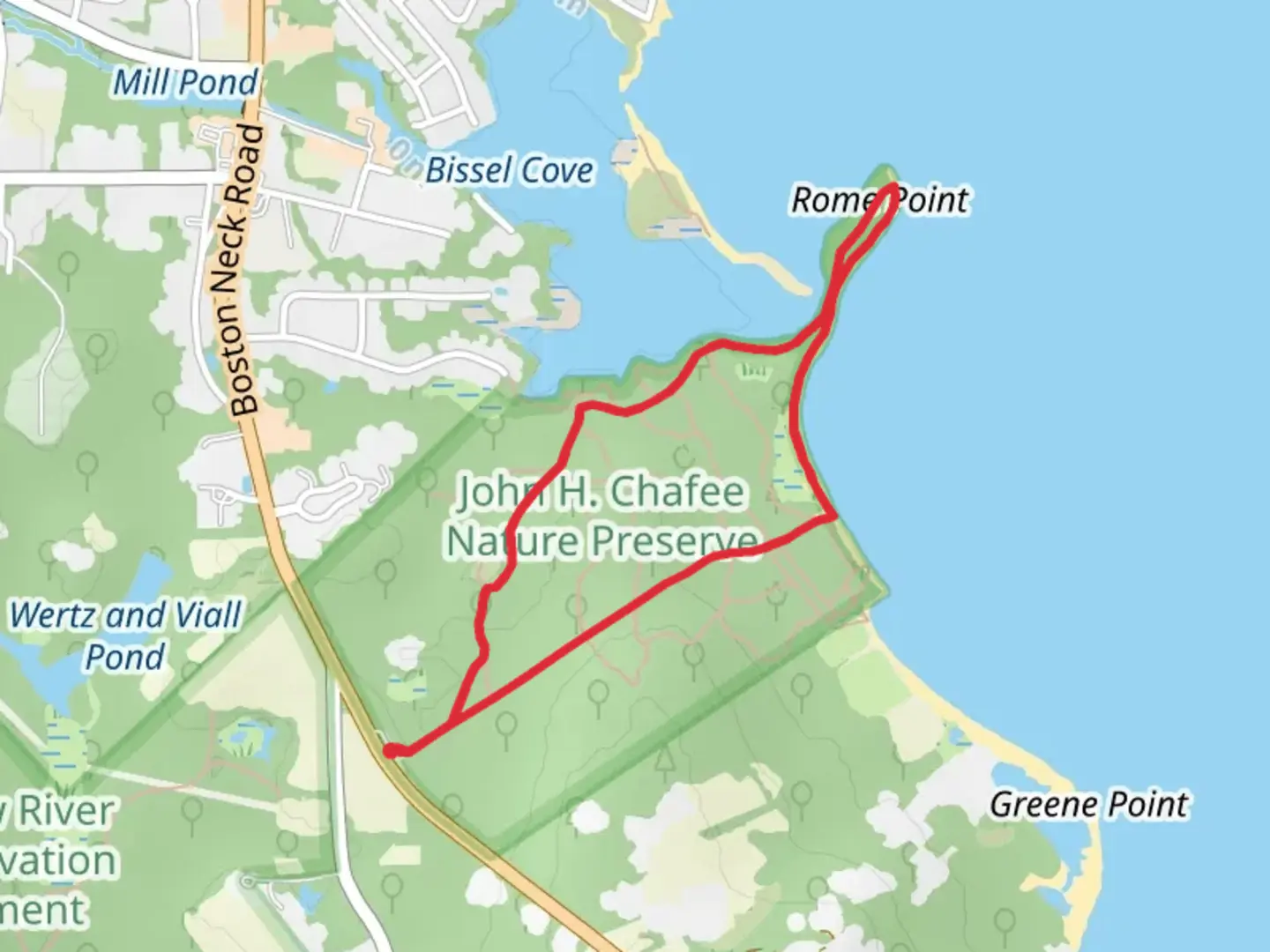 An image depicting the trail Rome Point Loop and its surrounding area.
