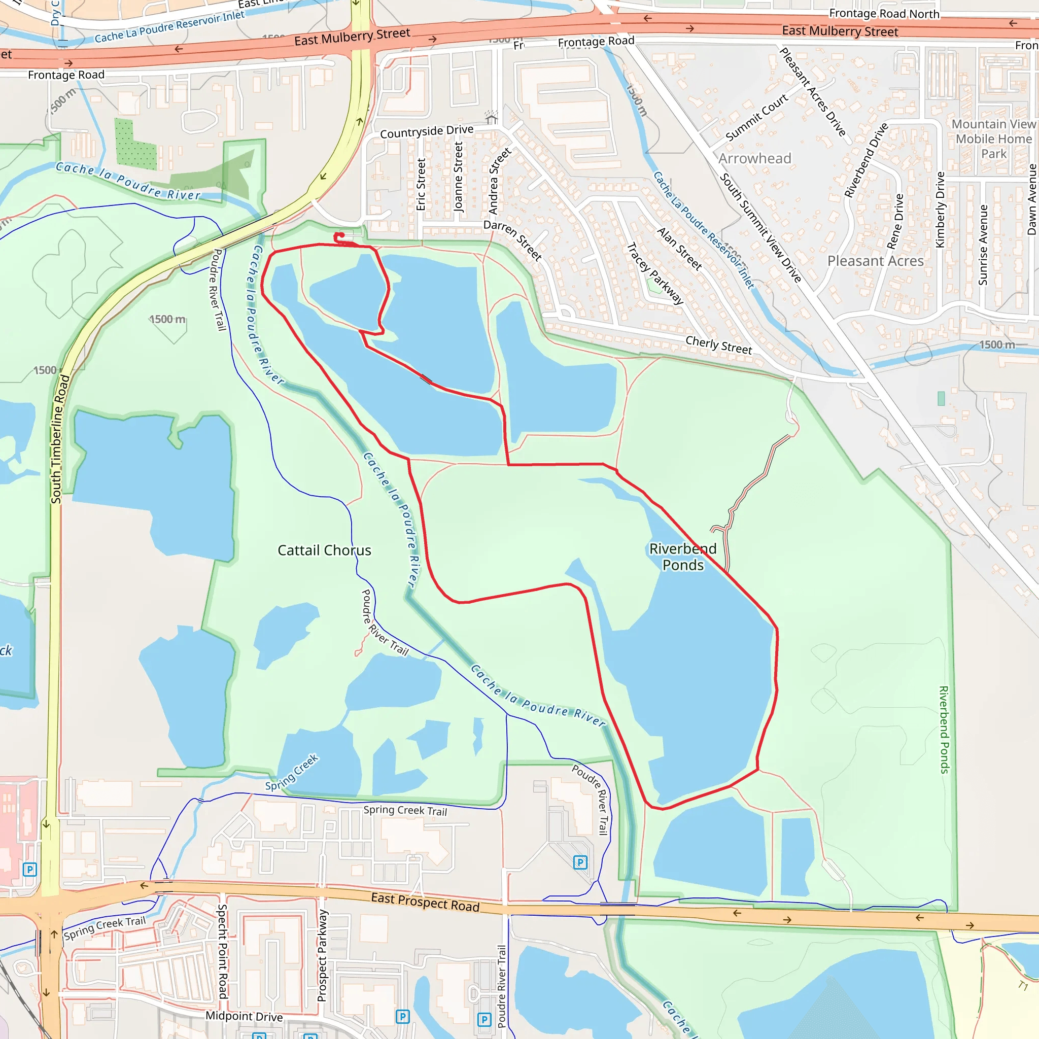 Riverbend Ponds Loop mobile static map