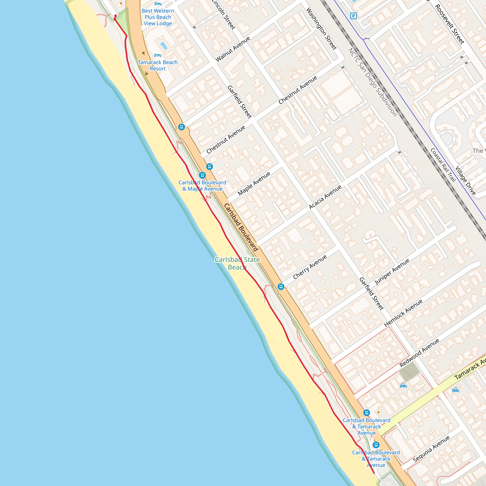 Carlsbad Beach Trail mobile static map