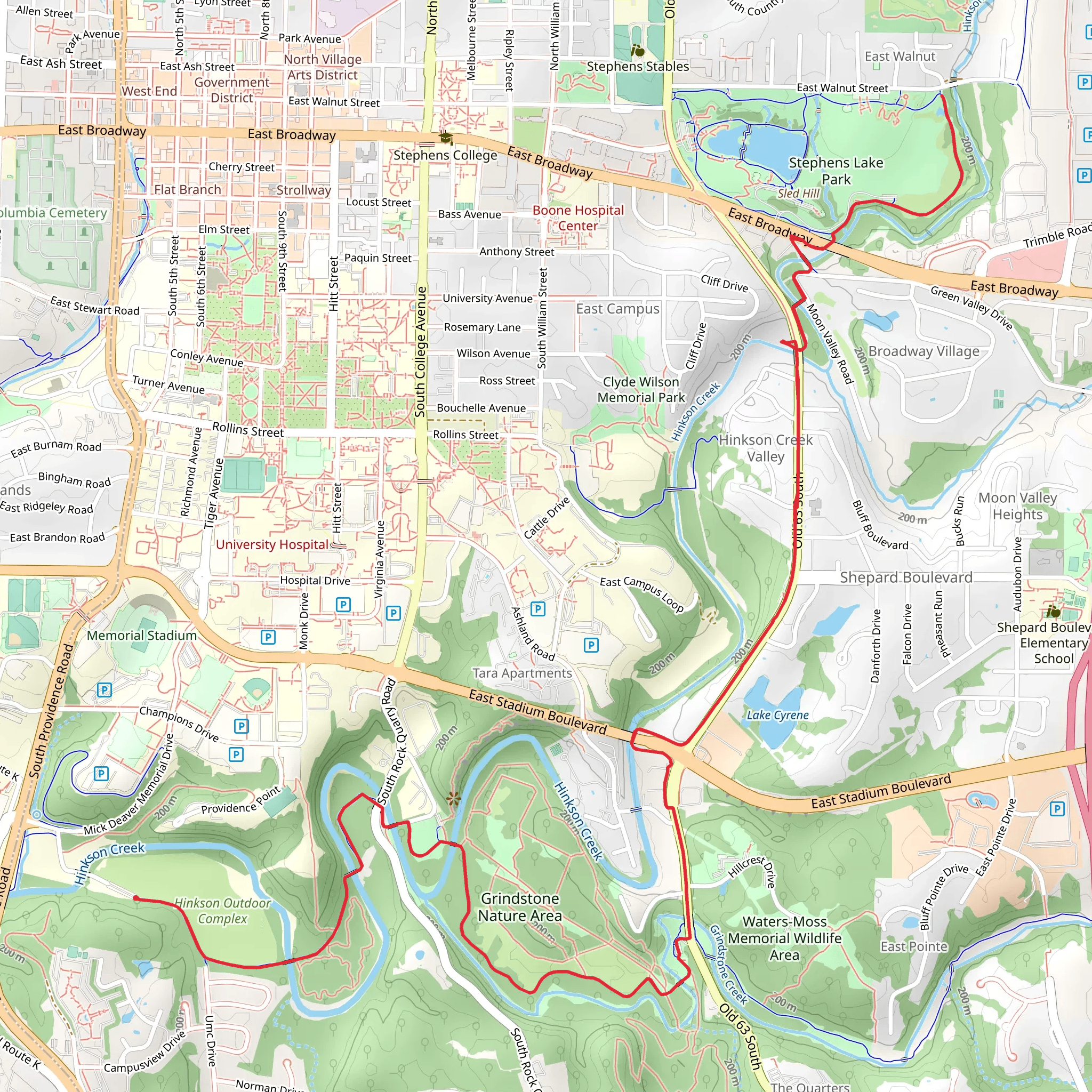 Hinkson Creek Trail mobile static map