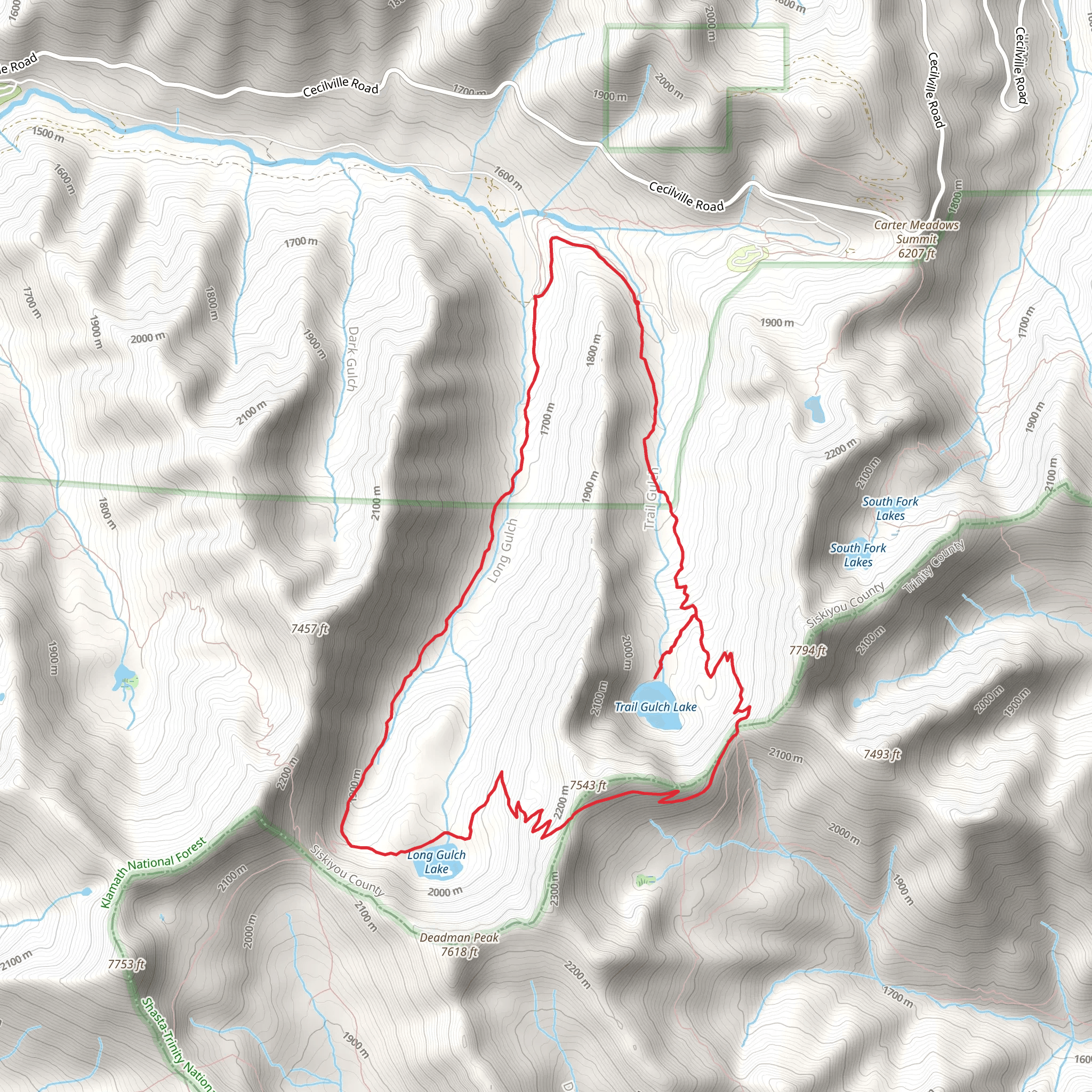 Trail Gulch Lake and Long Gulch Loop Trail mobile static map