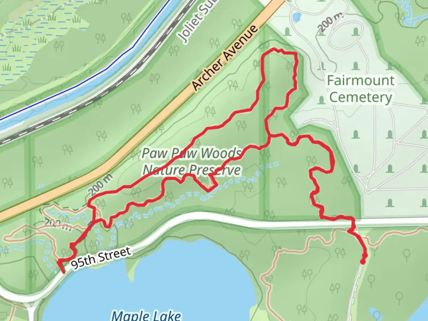 An image depicting the trail Cemetery Loop and its surrounding area.