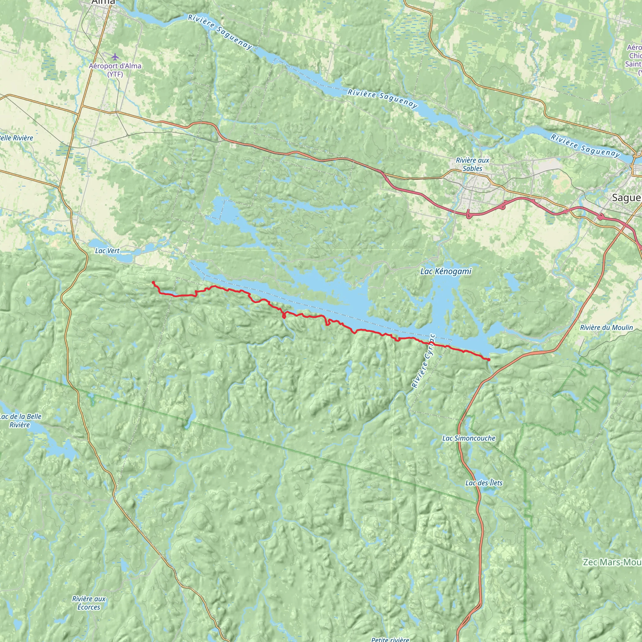 Sentier du Lac Kénogami mobile static map