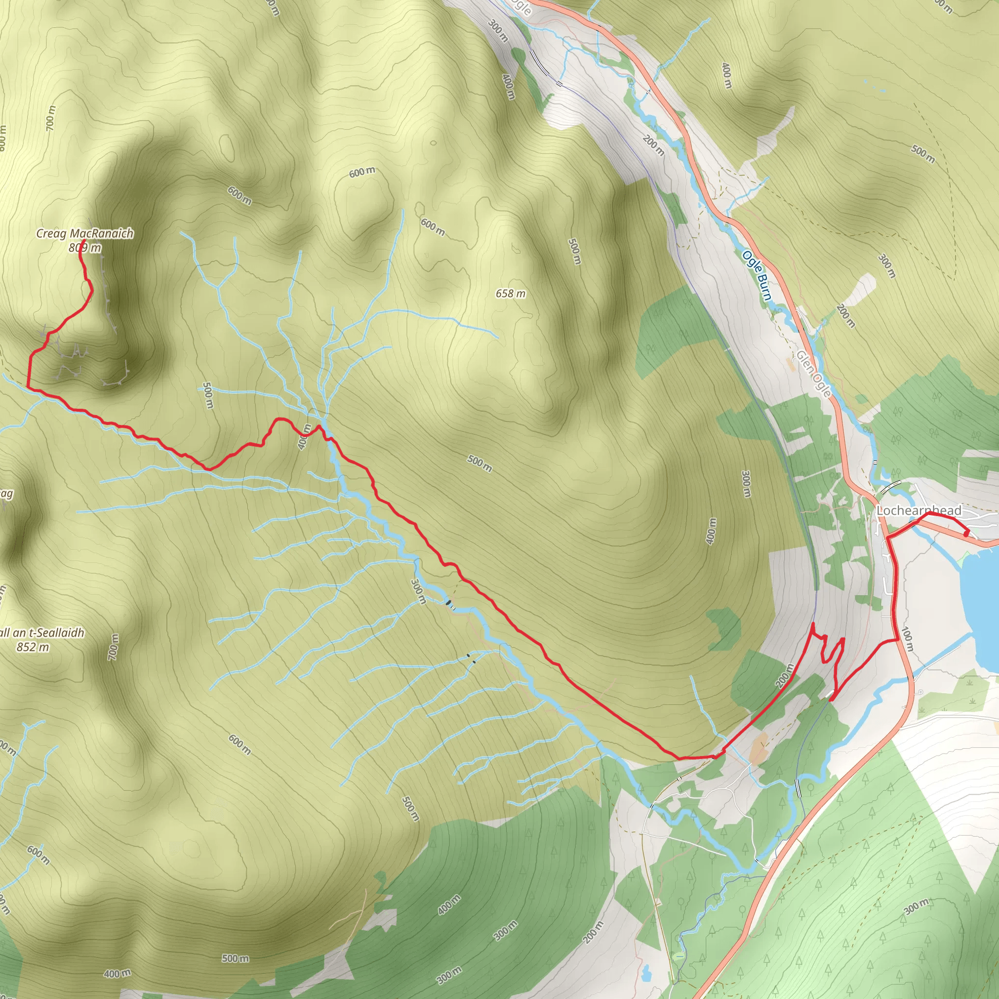 Creag Mac Ranaich via Three Saints Way mobile static map