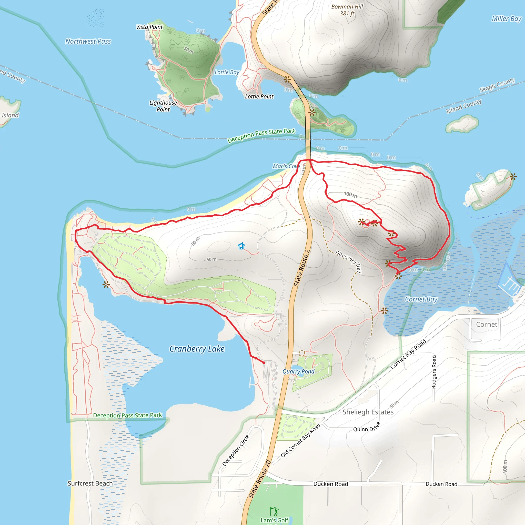 Cranberry Lake, Mac's Cove and Goose Rock Perimeter Loop Trail mobile static map