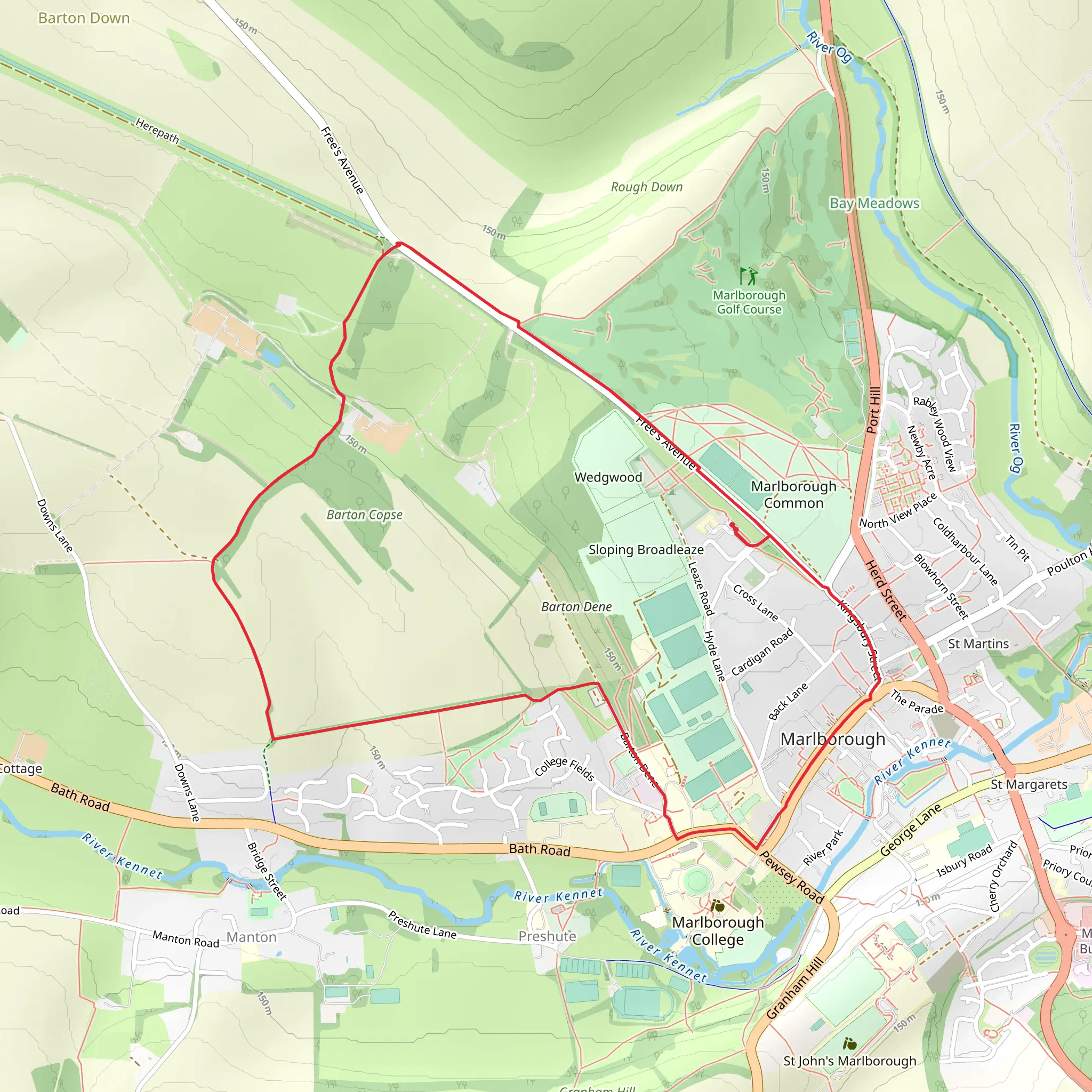 White Horse Trail and Wessex Ridgeway mobile static map