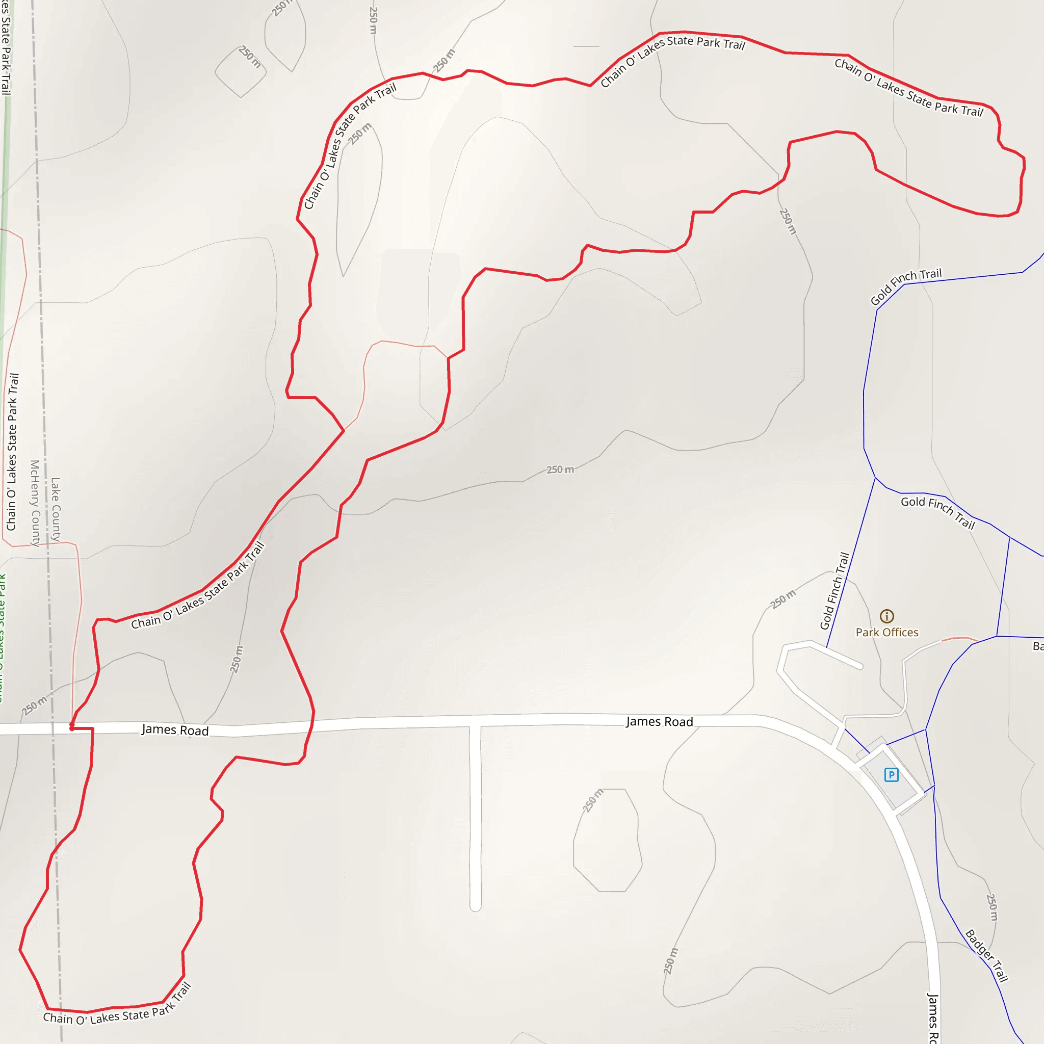 Chain O' Lakes State Park Loop Trail mobile static map