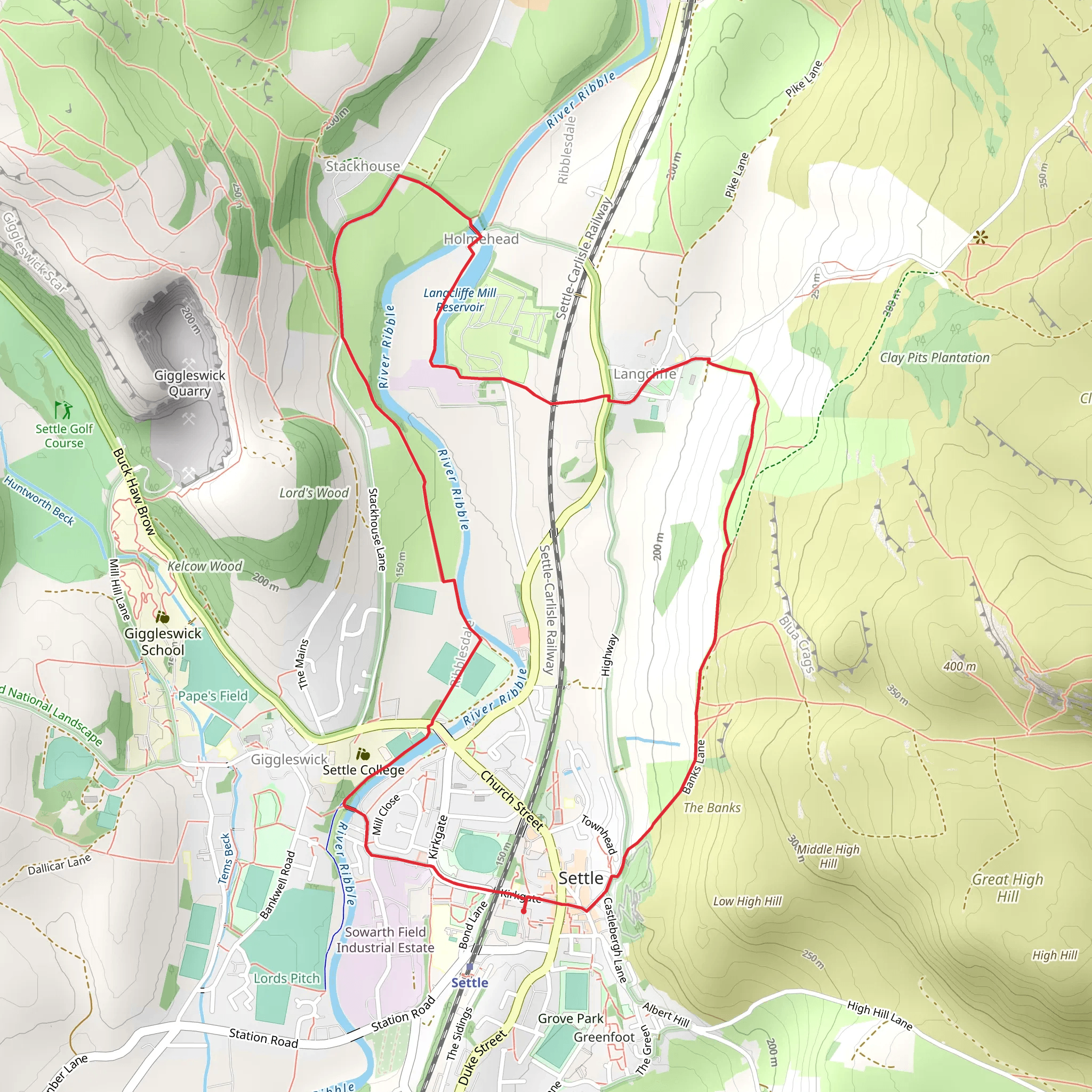 River Ribble and Langcliffe Place Loop mobile static map