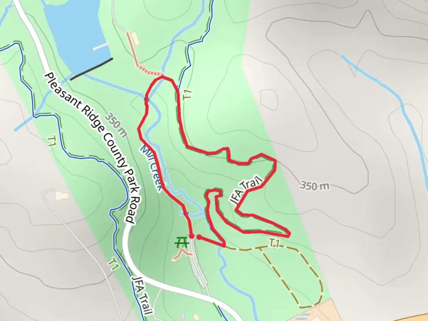 An image depicting the trail Leroy Smith Nature Trail and JFA Loop Trail and its surrounding area.