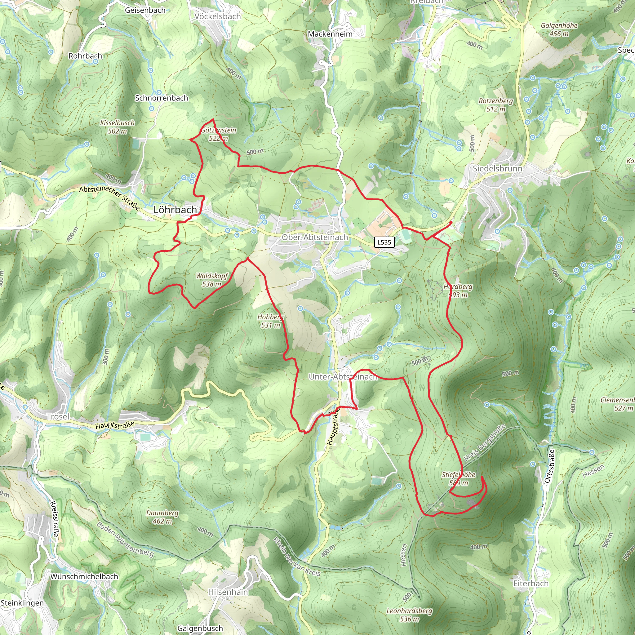 Abtsteinach and Stiefelhohe Loop mobile static map