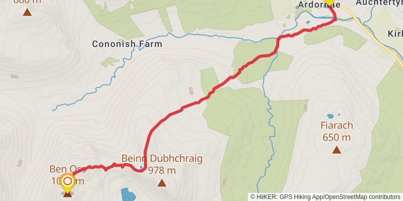 Ben Lui, Ben Oss and Beinn Dubhchraig Loop stage 2 Map