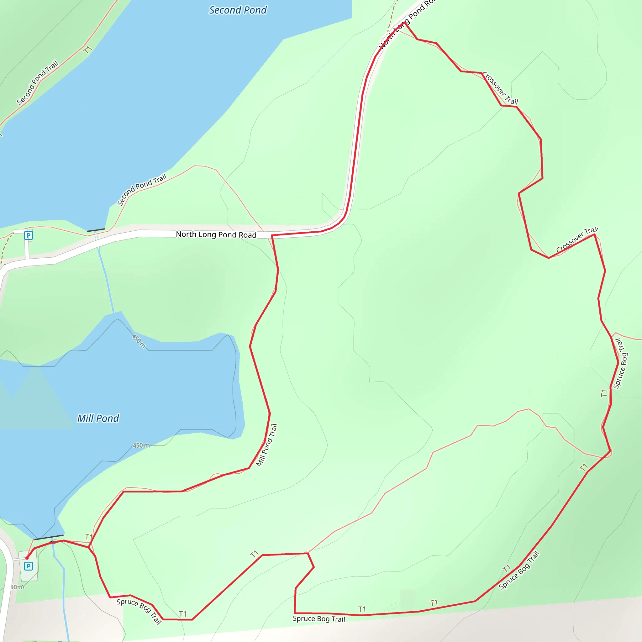 Mill Pond and Second Pond Loop mobile static map