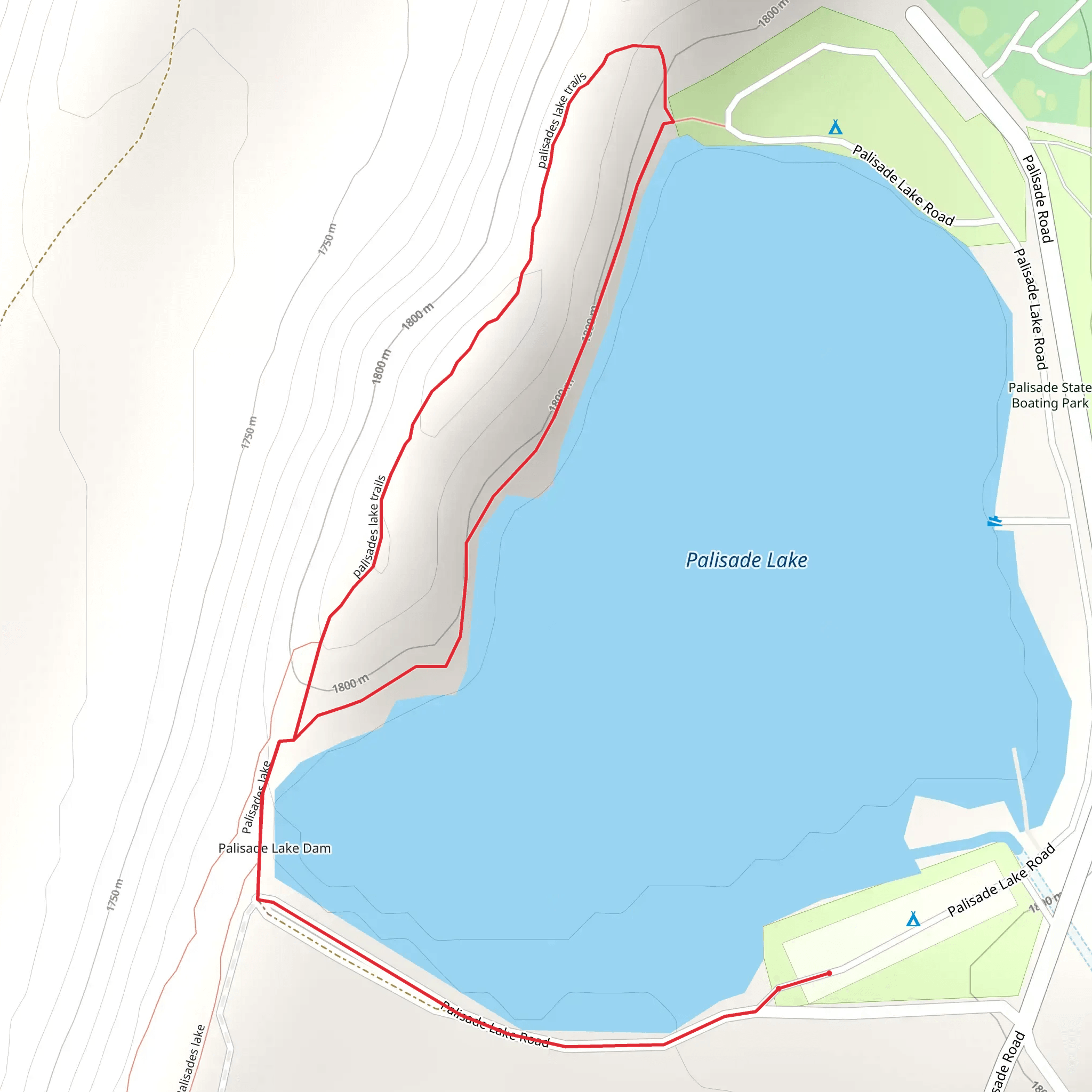 Palisade Lake South Side Loop mobile static map