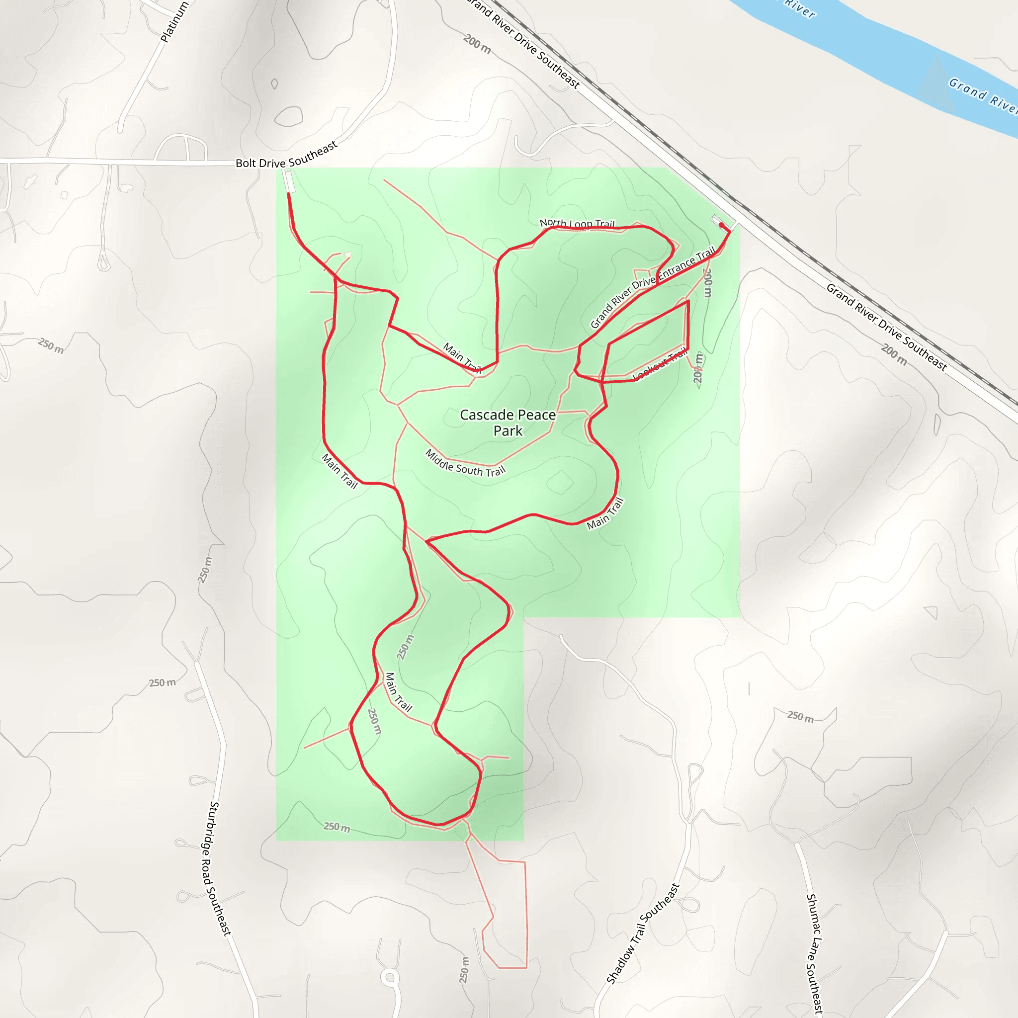 Cascade Peace Park Loop mobile static map