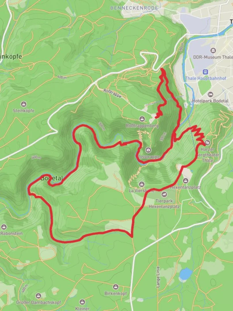 An image depicting the trail Robtrappe and Junfernbrucke Loop and its surrounding area.